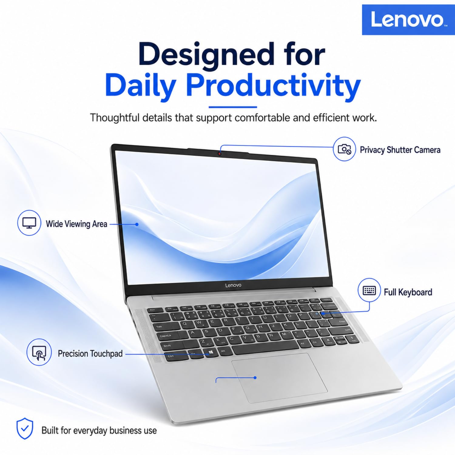 Lenovo IdeaPad Laptop with Microsoft 365 Office, 8GB RAM, 256GB SSD, 11 Hour Battery, Intel High Performance CPU, SD-Card Reader, Webcam, USB-C, HDMI,Ultra-Quiet Design, Windows 11