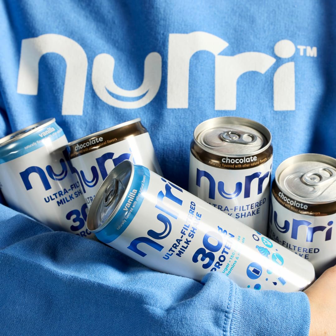 Nurri - 30g Protein Ultra Filtered Milk Shake – Chocolate - Lactose Free, Low Sugar, 150 Calories, 10 Vitamins and Minerals - 11 fl oz, 10 Cans