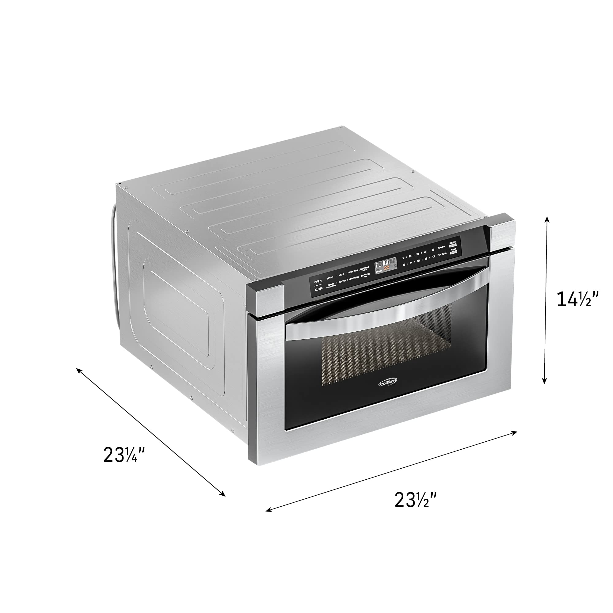 KoolMore Reserve Built-in Microwave Convection Oven with Air Fry, 3-in-1 Combo, Sensor Cook, Soft-Close Door, Stainless Steel, 24 in. / 1.6 cu. ft. with NEMA 5-20P Plug in Black