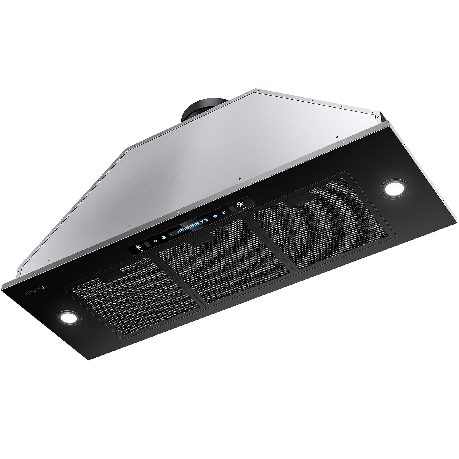 HisoHu 30 Inch Under Ducted Cabinet Range Hood with 1200 CFM, 4 Speed Gesture Sensing Kitchen Exhaust Hood & Touch Control Panel, Stainless Steel Stove Vent Hood with 2 LED Lights