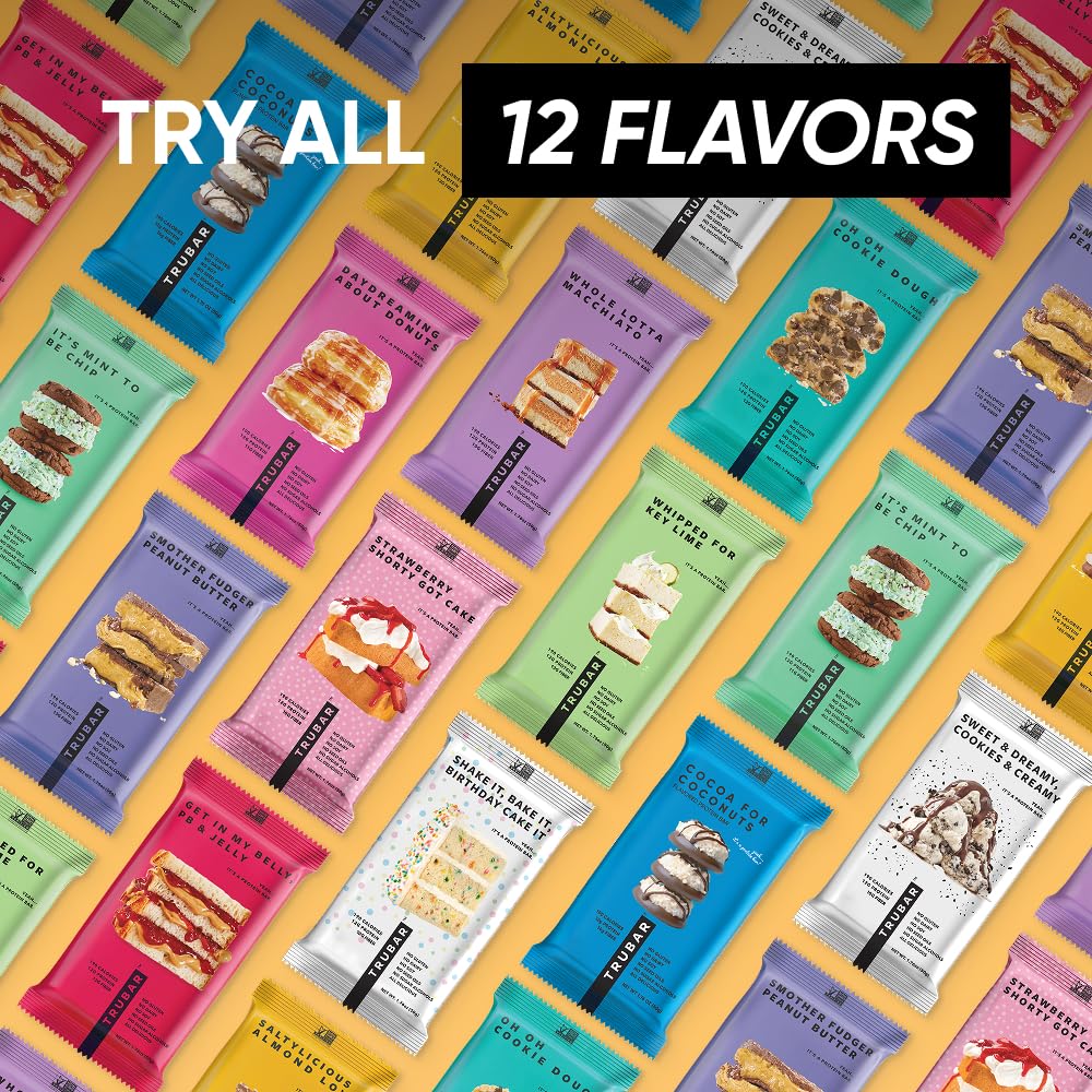 TRUBAR Vegan Protein Bars - Soy Free, Dairy Free, Gluten Free Protein Bars - No Sugar Alcohols - Non-GMO - 12g of Protein - It's Mint To Be Chip - 12 Count