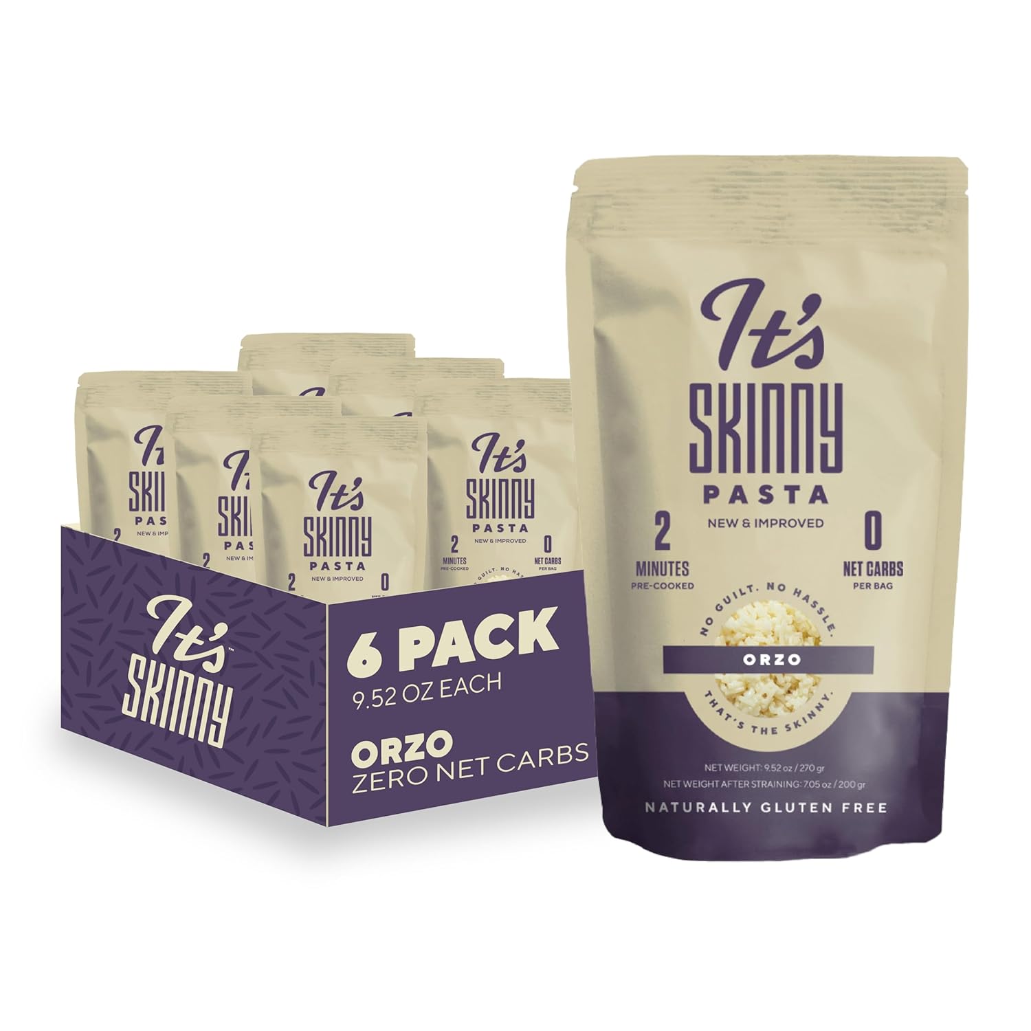 It’s Skinny Fettuccine Pasta – Low Carb Pasta, Gluten Free, Keto & Vegan-Friendly, Shirataki Konjac, Sugar-Free, High in Fiber, Only 4.5 Calories Per Serving, Ready in 2 Minutes (6 Packs)