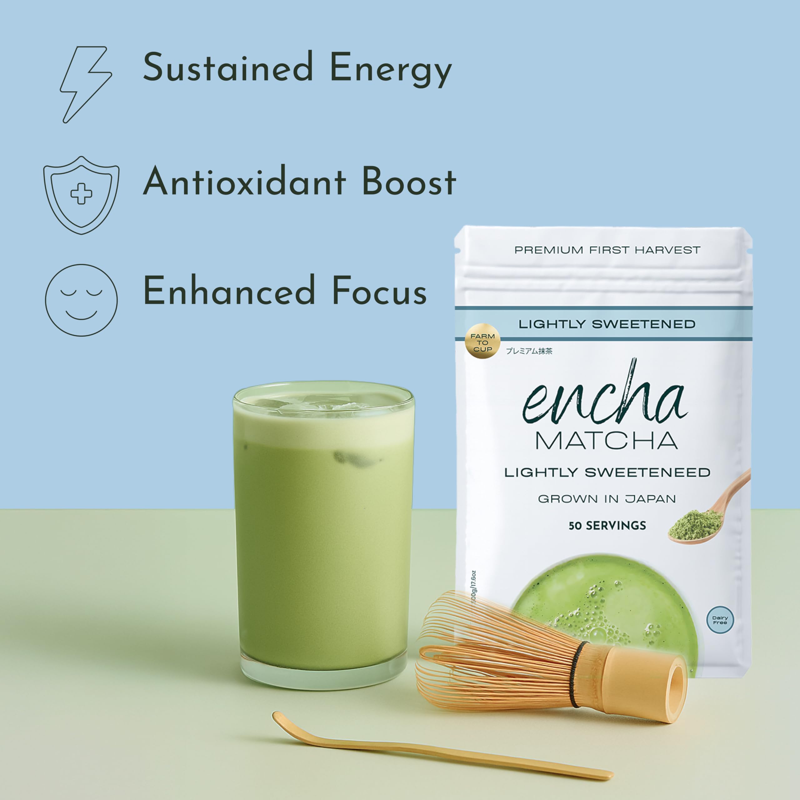 Encha Ceremonial Grade Matcha Powder - Organic First Harvest Japanese Matcha Green Tea, Matcha Tea From Uji, Japan (60g/2.12oz)