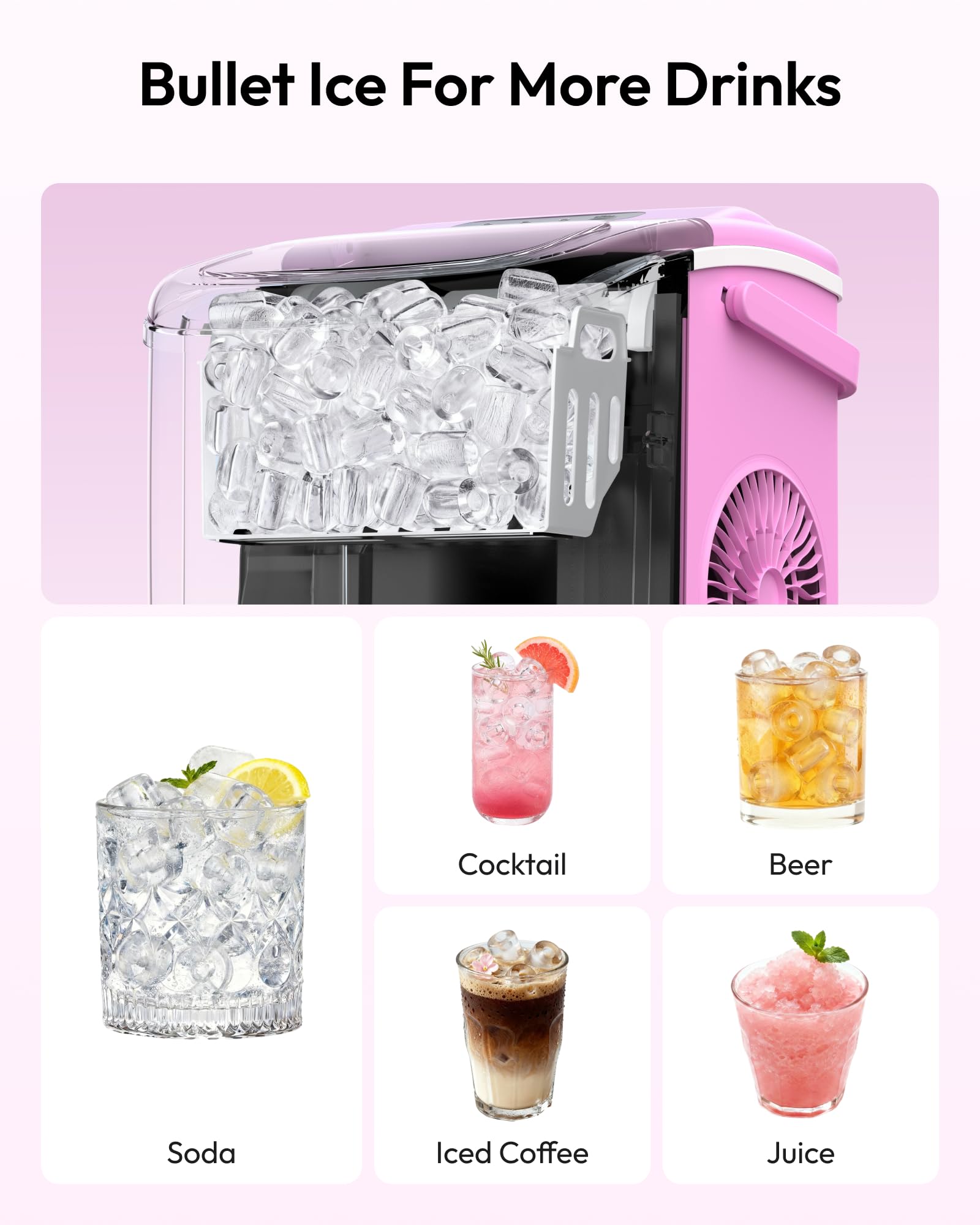 EUHOMY Countertop Ice Maker Machine with Handle, 26lbs in 24Hrs, 9 Ice Cubes Ready in 6 Mins, Auto-Cleaning Portable Ice Maker with Basket and Scoop, for Home/Kitchen/Camping/RV. (Black)