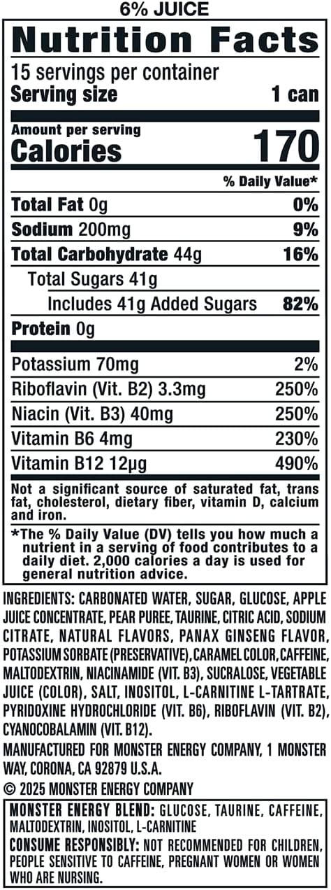 Monster Energy Juice Bad Apple, Energy + Juice, Energy Drink, 16 Ounce (Pack of 15)