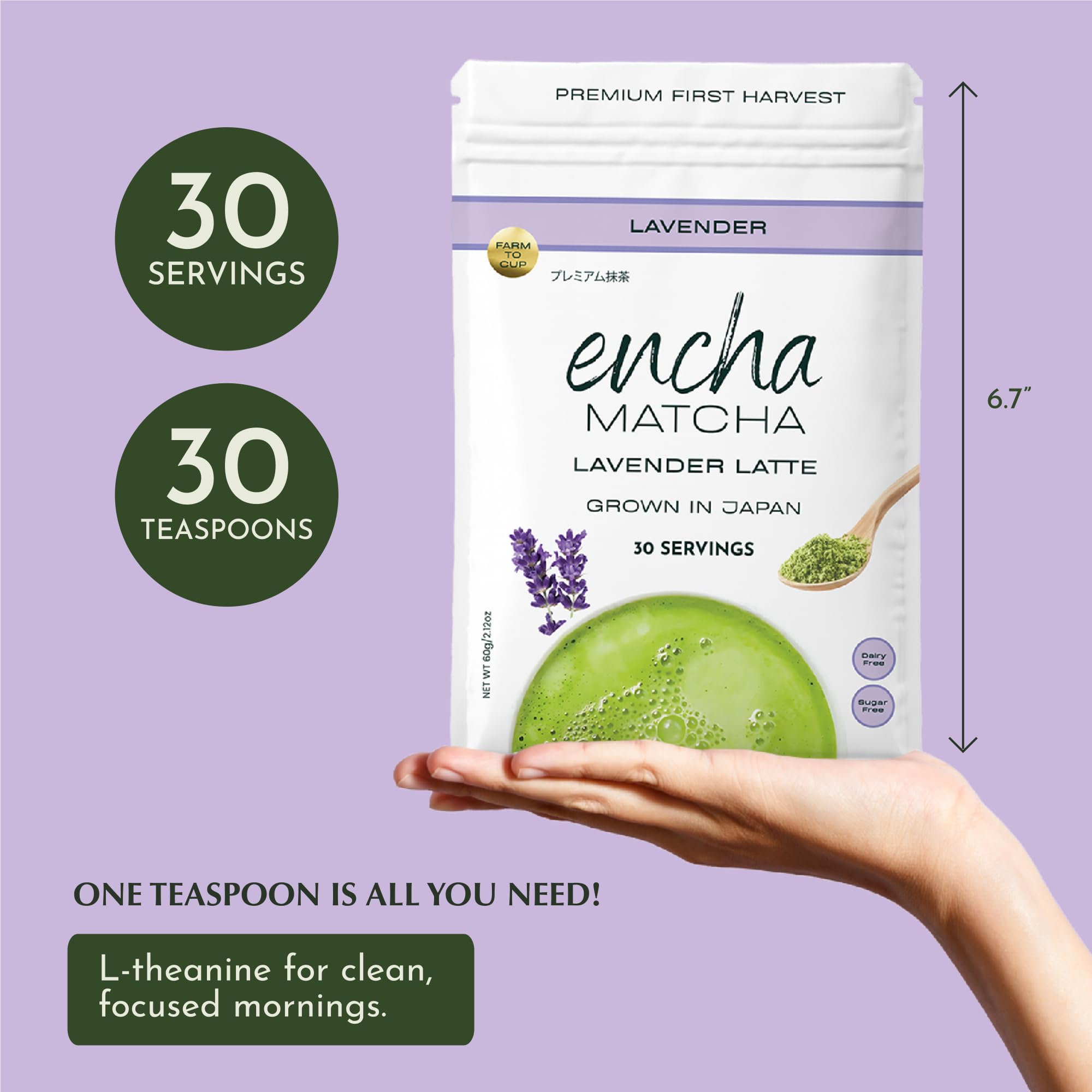 Encha Ceremonial Grade Matcha Powder - Organic First Harvest Japanese Matcha Green Tea, Matcha Tea From Uji, Japan (60g/2.12oz)
