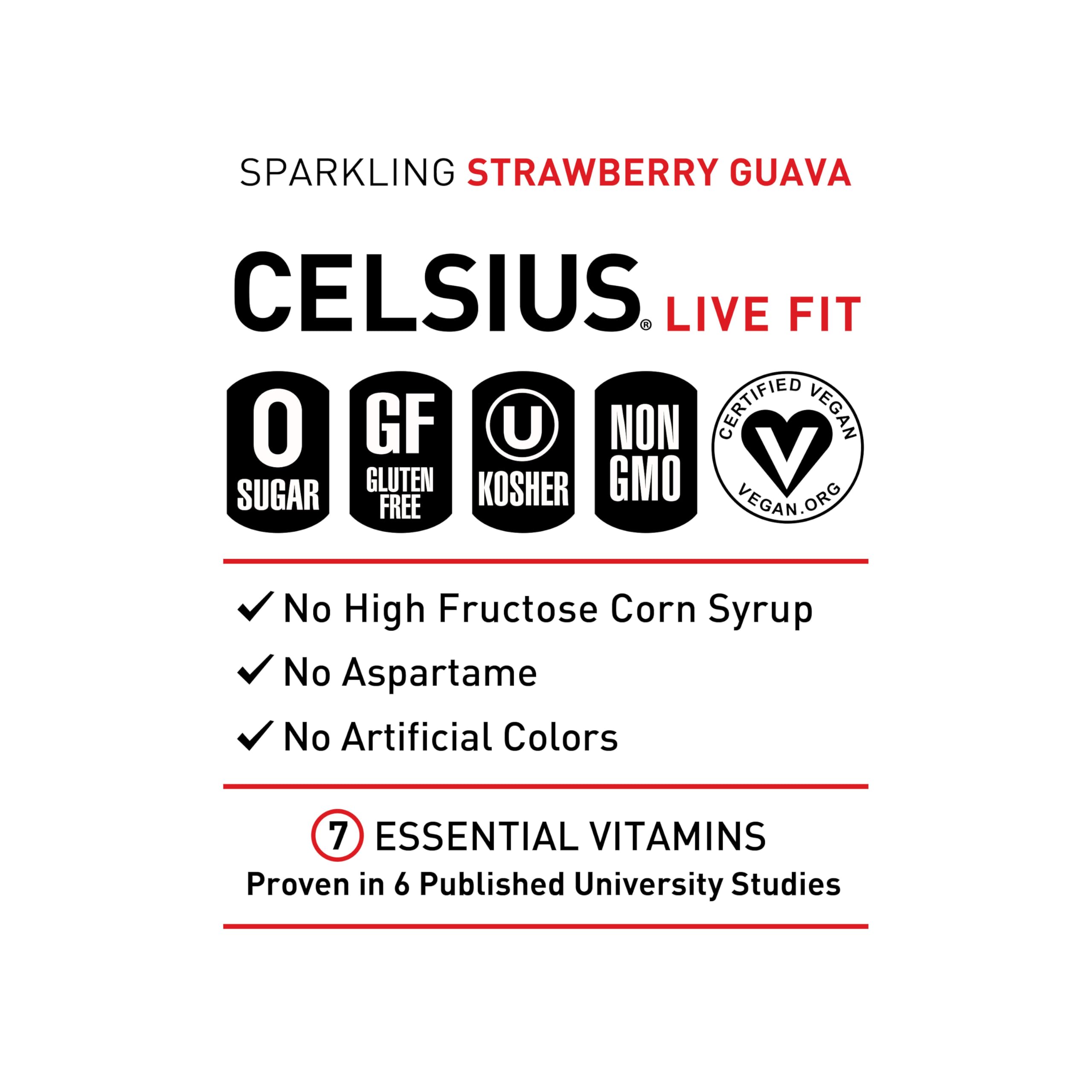 CELSIUS Sparkling Kiwi Guava, Functional Essential Energy Drink 12 Fl Oz (Pack of 12)