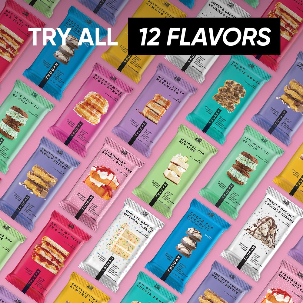 TRUBAR Vegan Protein Bars - Soy Free, Dairy Free, Gluten Free Protein Bars - No Sugar Alcohols - Non-GMO - 12g of Protein - It's Mint To Be Chip - 12 Count