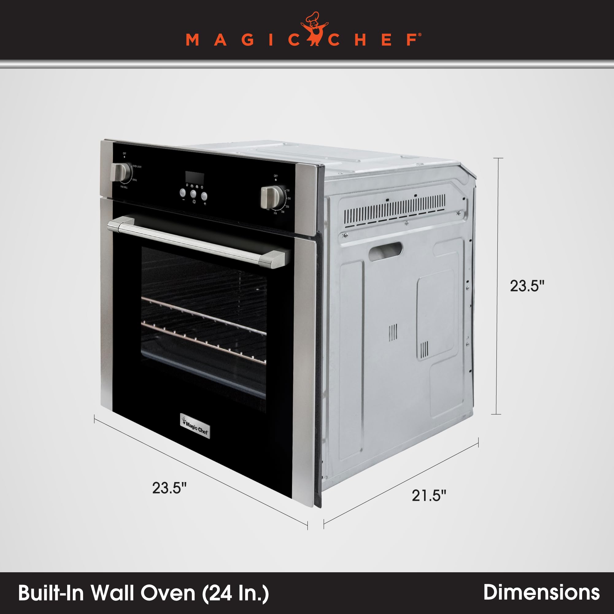 Magic Chef MCSWOE24S Electric 24" 2.2 cu. ft. Single Wall Oven with Convection, Stainless Steel