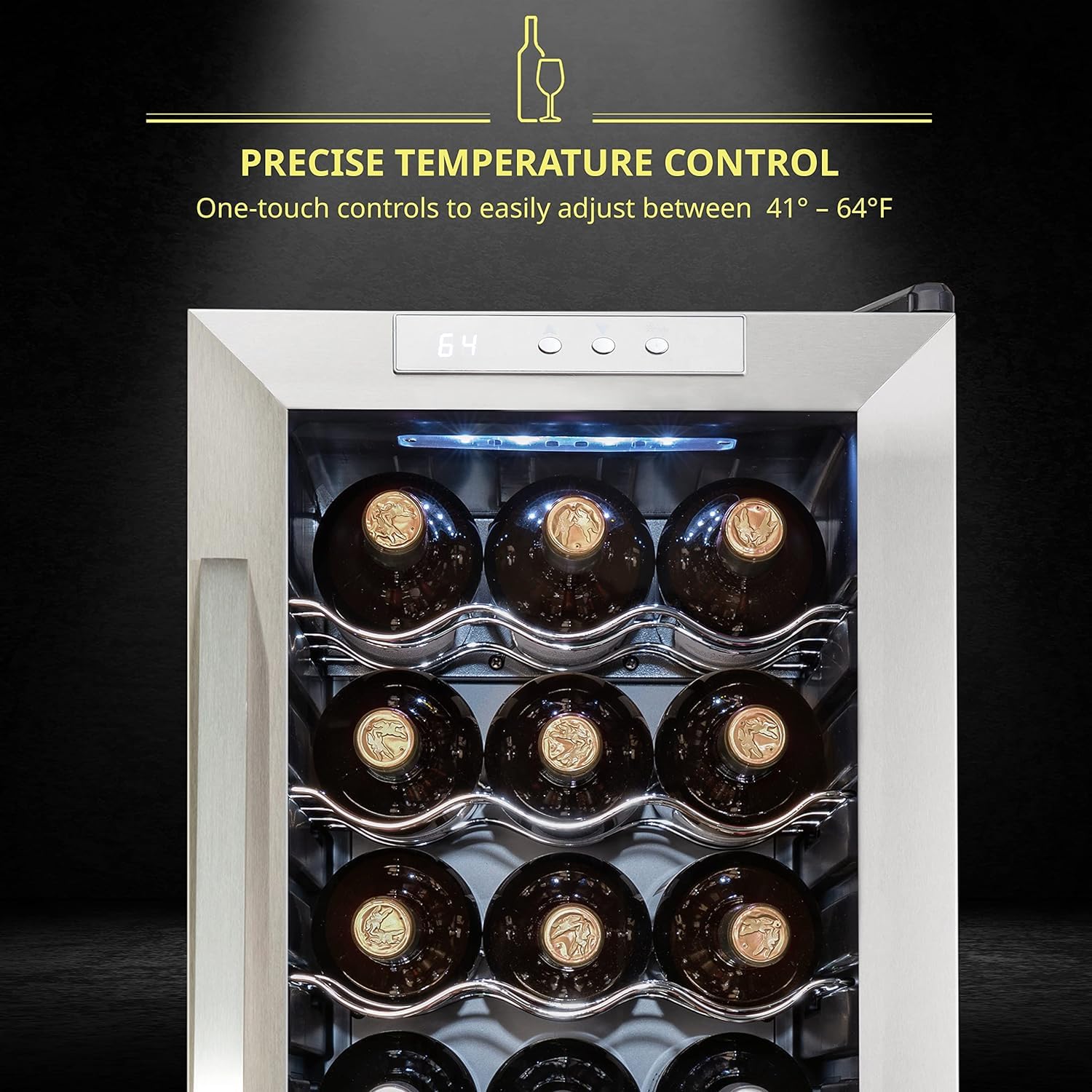 SCHMECKE 28 Bottle Compressor Wine Cooler Refrigerator w/Lock - Large Freestanding Wine Cellar - 41f-64f Digital Temperature Control Wine Fridge For Red, White, Champagne or Sparkling Wine - Black