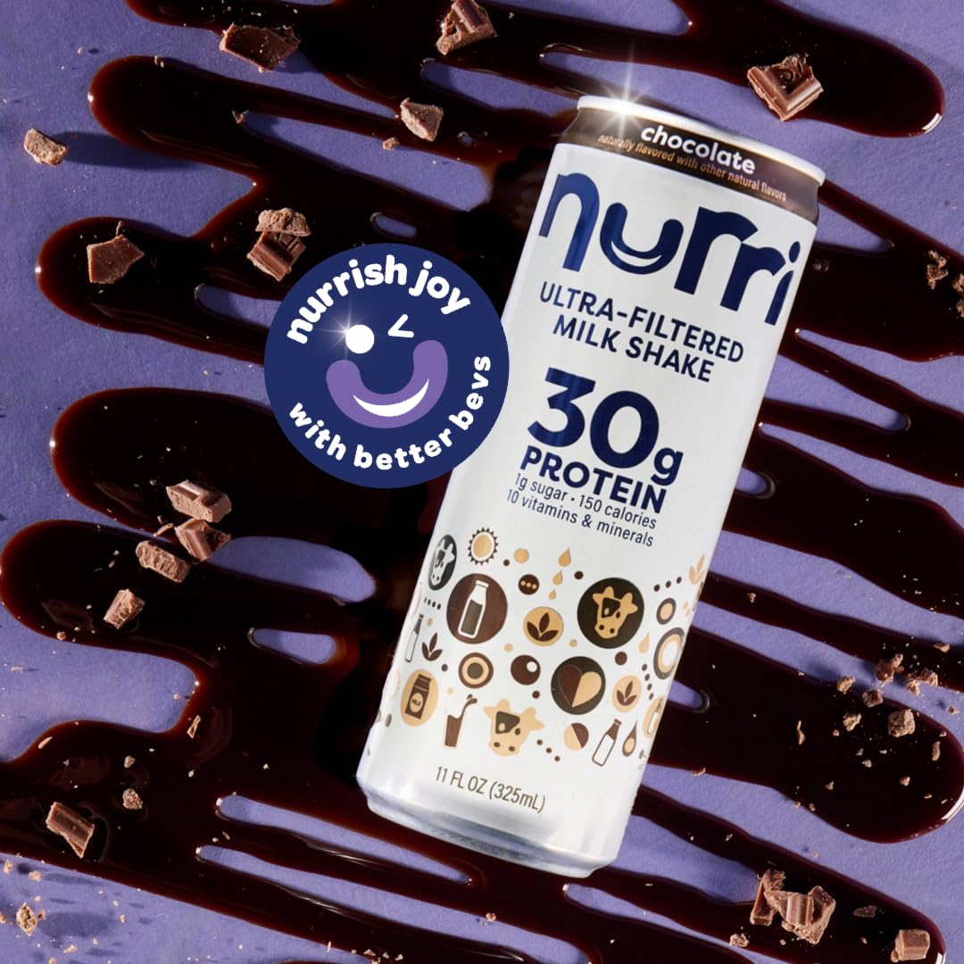 Nurri - 30g Protein Ultra Filtered Milk Shake – Chocolate - Lactose Free, Low Sugar, 150 Calories, 10 Vitamins and Minerals - 11 fl oz, 10 Cans