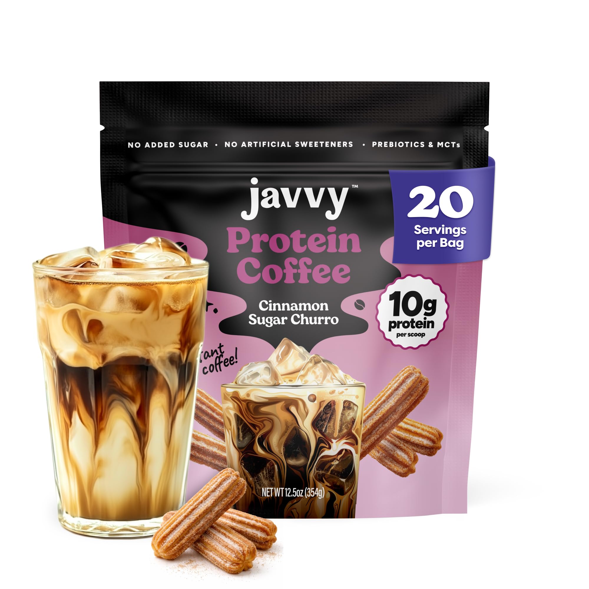 Caramel Protein Iced Coffee - Premium Whey Protein & Instant Iced Coffees - 100% Natural Cold Brew - Zero Artificial Flavors & Sweeteners, 80 mg Caffeine Per Serving, No Added Sugar, 20 Servings