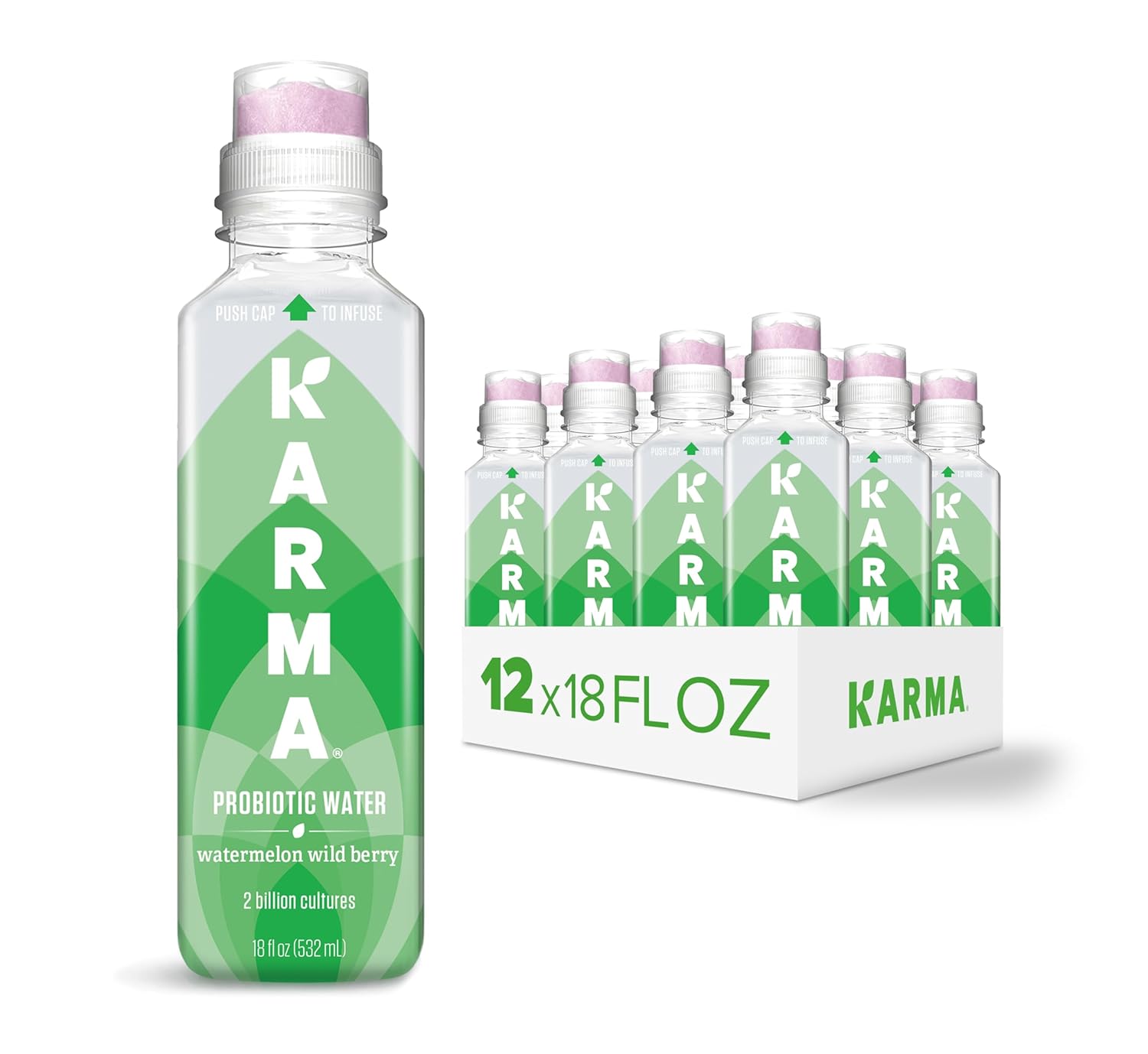 Karma Probiotic Water - 12 Pack, Berry Cherry Drink - Immune & Gut Health Support