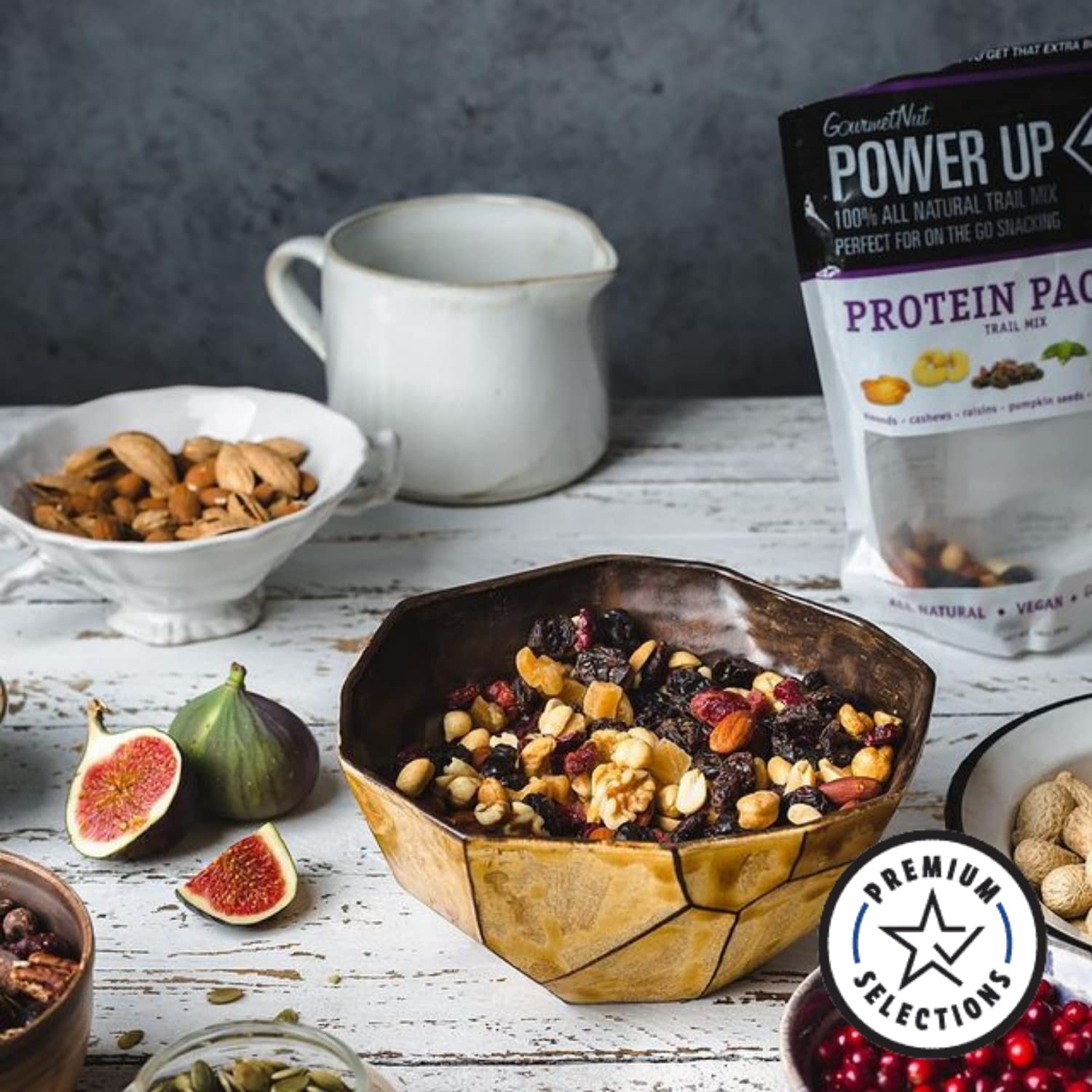 Power Up High Energy Trail Mix By Gourmet Nut, Walnuts, Banana Chips, Cashews, Coconut, Cranberries & Papaya Mix - Keto & Paleo Friendly Snacks - Non GMO Vegan Gluten Free Kosher, 8oz Bags, Pack of 4