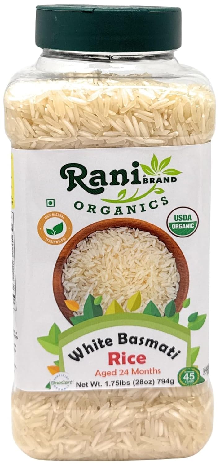Rani Platinum White Basmati Rice Extra Long Aged 10-Pound Bag, 160oz (10lbs) 4.53kg ~ All Natural | Gluten Friendly | Vegan | Indian Origin | Kosher | Export Quality