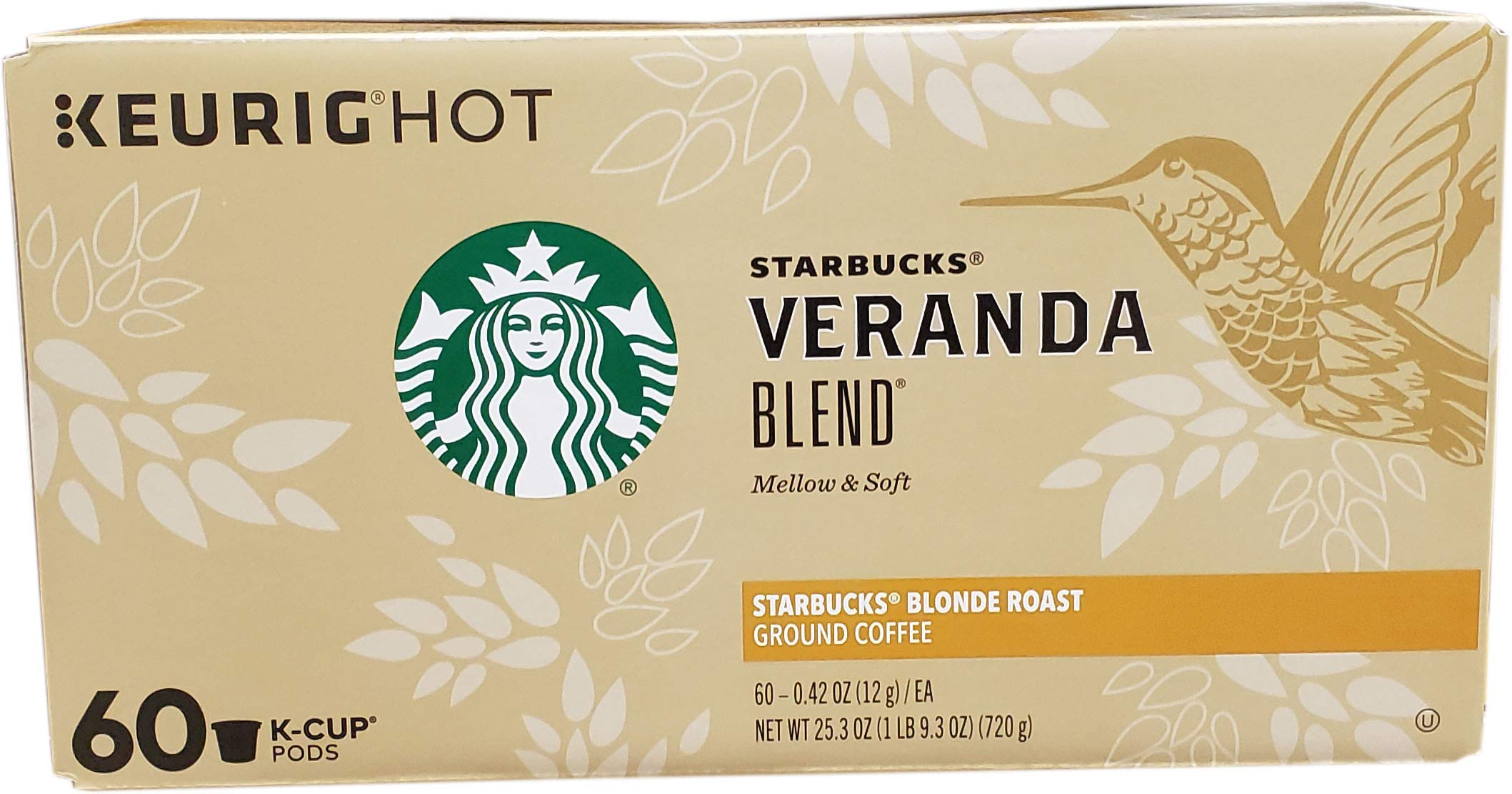 Starbucks K-Cup Coffee Pods, Starbucks Blonde Roast Hot or Iced Coffee, Veranda Blend, 96 Keurig Pods