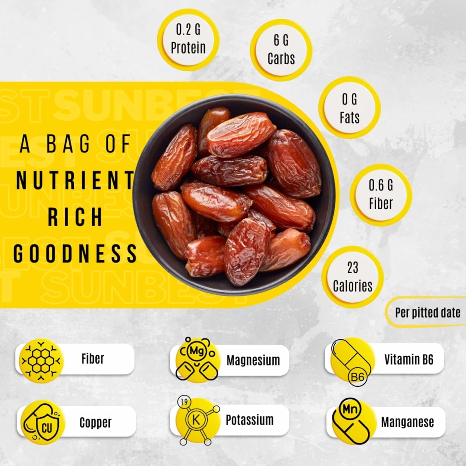 Sunbest Natural Deglet Noor Organic Dates, 4 lbs – Pitted & Whole – Bulk Dried Fruit Snack For Kids & Adults – Naturally Sweet For Baking & Cooking – Chewy, Fiber Rich, Kosher & No Sugar Added (64 oz)