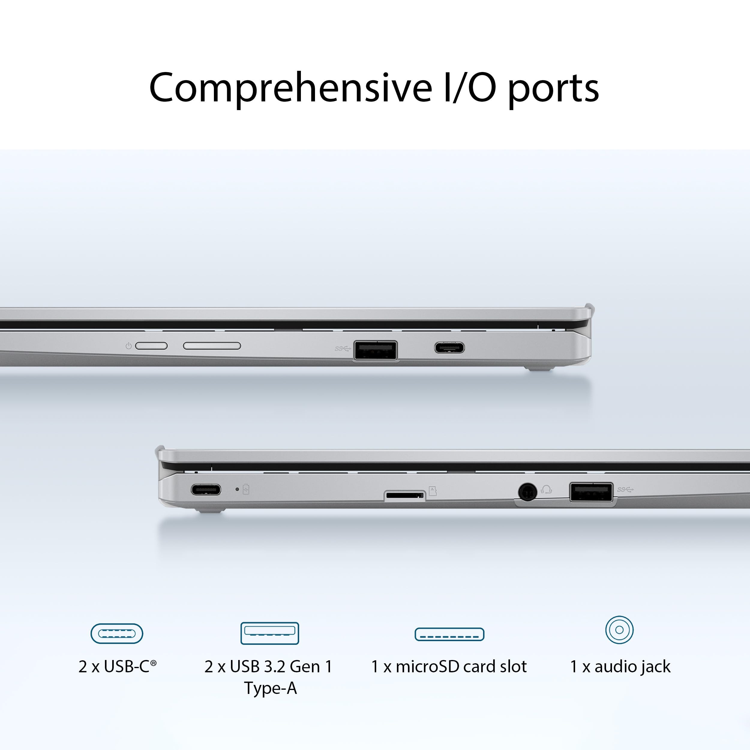 ASUS Chromebook Flip CX1 Convertible Laptop, 14" FHD NanoEdge 360-degree Touchscreen, Intel Celeron N4500 Processor, 128GB eMMC Storage, 8GB RAM, ChromeOS, Transparent Silver, CX1400FKA-AS88FT