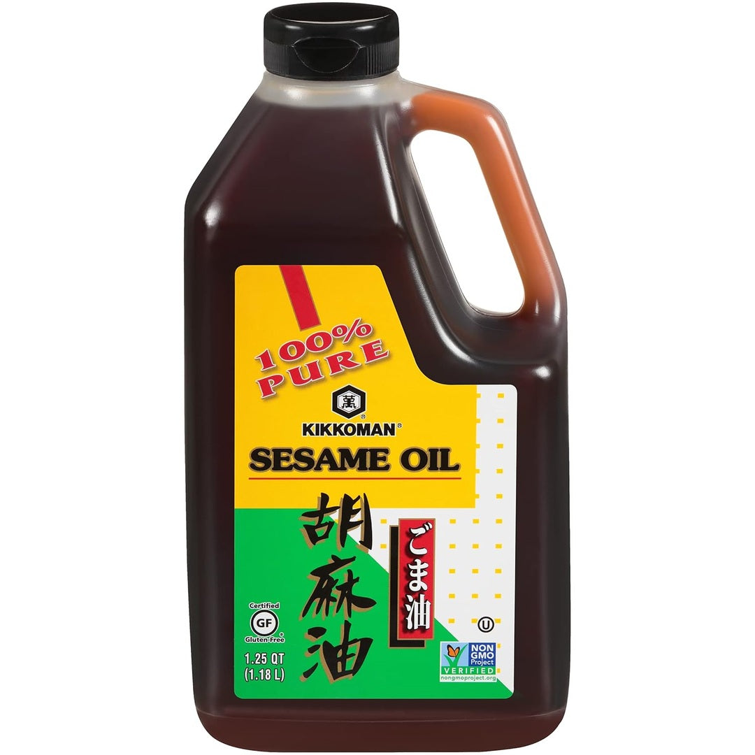 Kikkoman – No Preservatives Added Non-GMO Toasted Sesame Oil, Perfect for Grilling, Baking & All-Purpose Seasoning for Cooking - 1.25 Quarts
