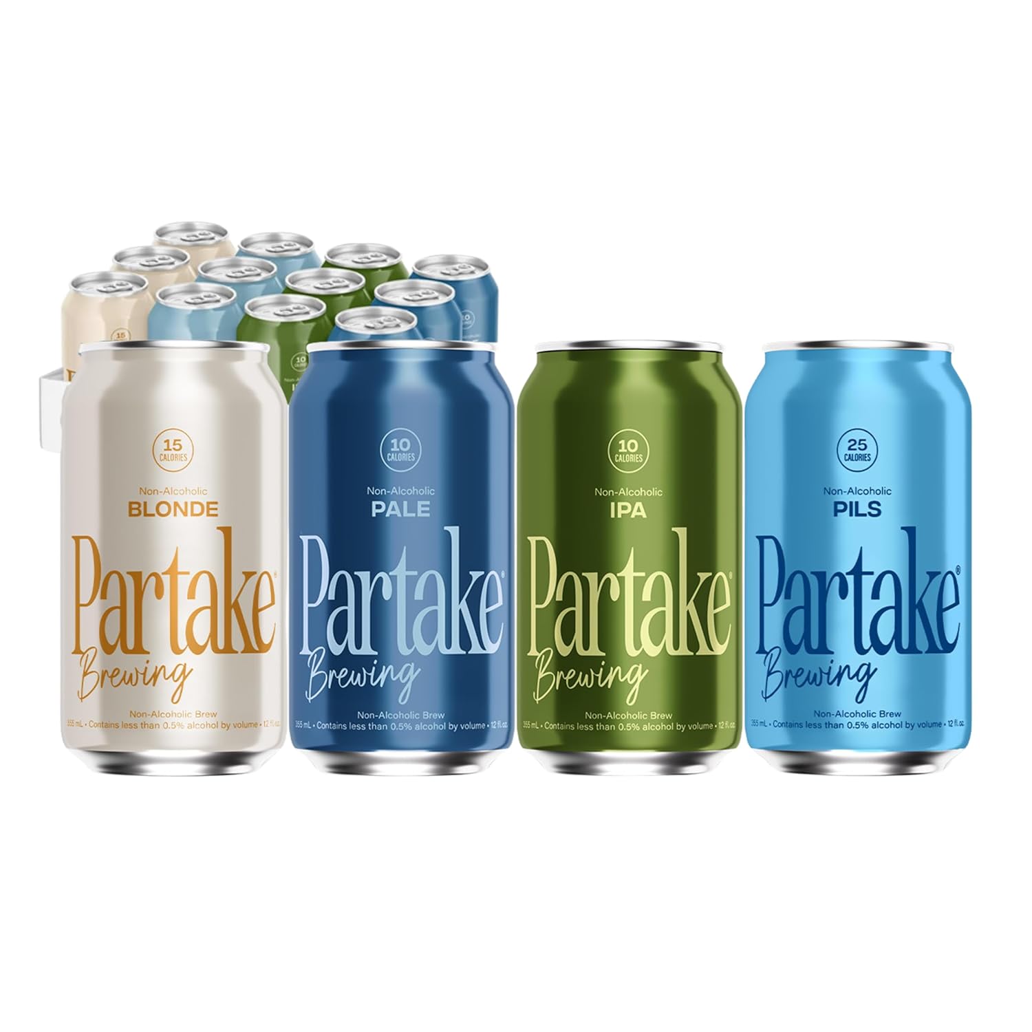 Partake Brewing Craft Non Alcoholic Beer, IPA 12 Pack x 12 Fl Oz Cans - Low Calorie & Carb, No Sugar, All Natural Ingredients - Award-Winning Taste, Non Alcoholic Beer Without the Empty Calories