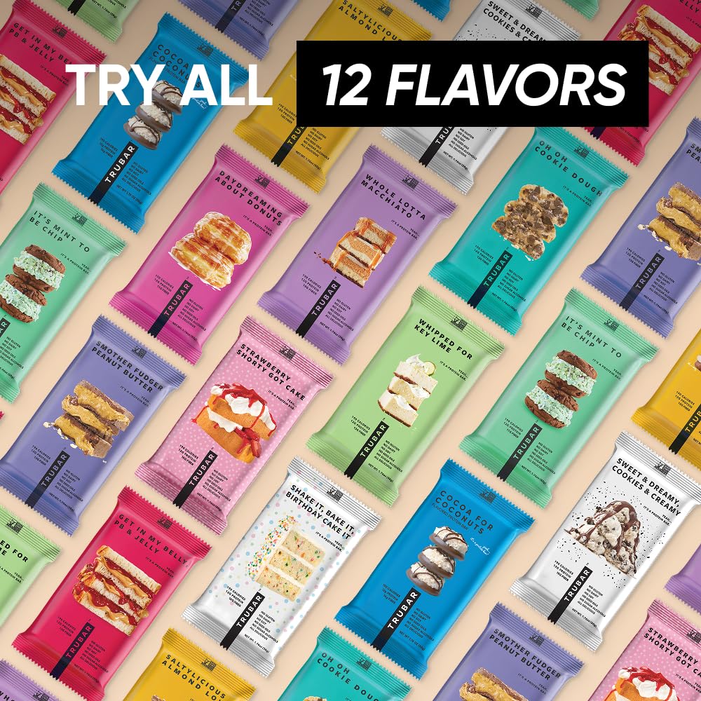 TRUBAR Vegan Protein Bars - Soy Free, Dairy Free, Gluten Free Protein Bars - No Sugar Alcohols - Non-GMO - 12g of Protein - It's Mint To Be Chip - 12 Count