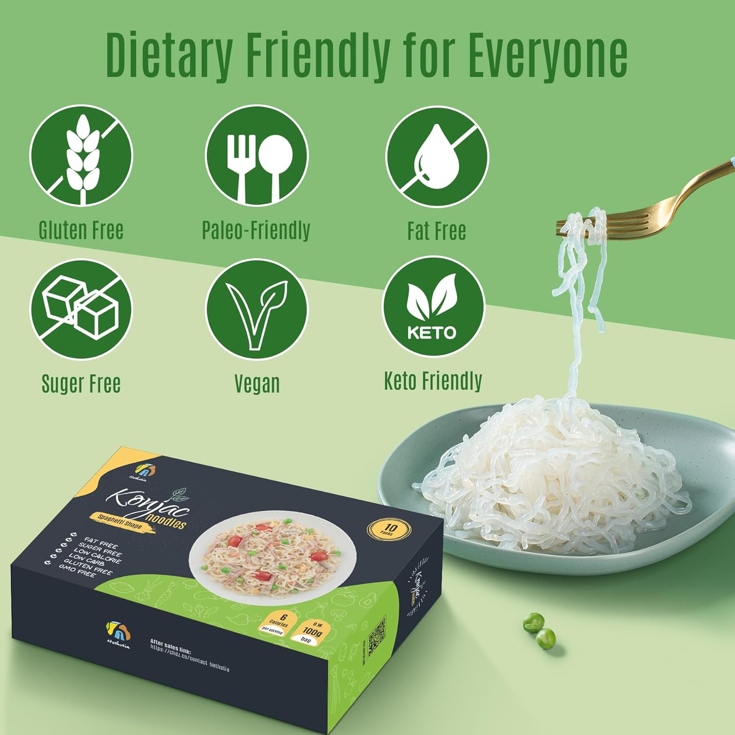 Hethstia Konjac Noodles, 10 Packs Shirataki Spaghetti – Low Carb, Low Calorie, Ready to Eat Konjac Pasta – Keto, Gluten-Free, Vegan, Fat-Free, 0 Sugar, Healthy Low Carb Pasta Substitute