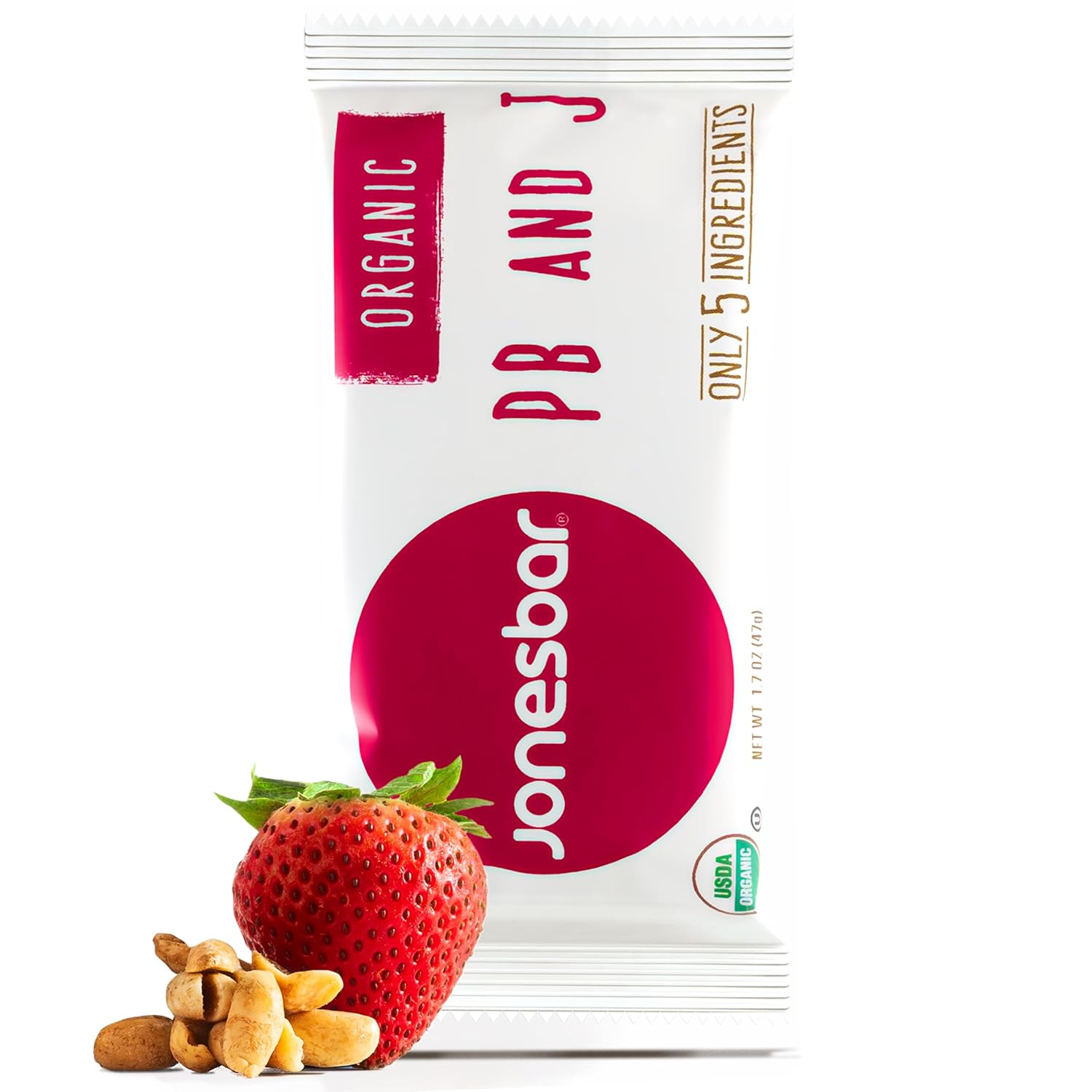 JONESBAR Organic Plant Based Protein Bars | Peanut Butter and Jelly | Fruit & Nut Bar, Kosher, Gluten Free, Breakfast Bars, School Snacks, Vegan Snack & Healthy Snacks for Adults and Kids (Pack of 12)