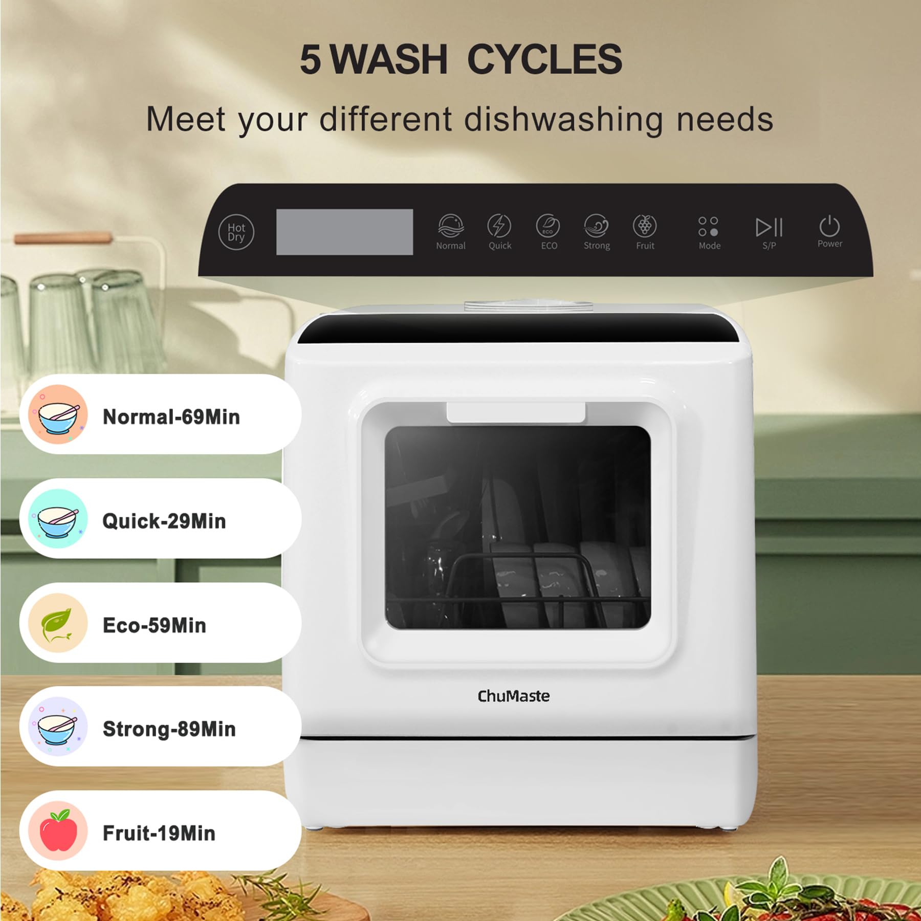 Portable Dishwasher Countertop, Countertop Dishwasher With Water Tank, Counter Top Dishwasher With 5 wash Programs, It can also be connected to the tap. For apartments, dorms, RVs