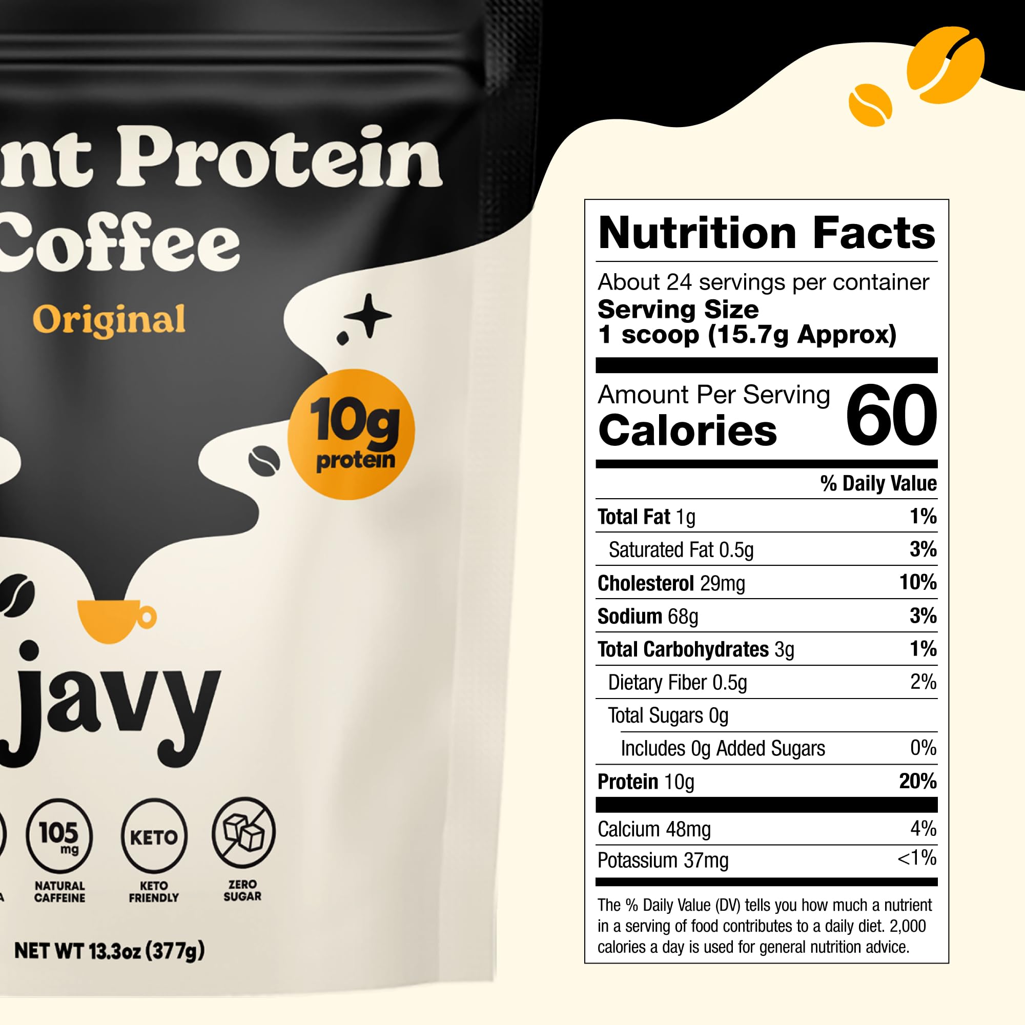 Caramel Protein Iced Coffee - Premium Whey Protein & Instant Iced Coffees - 100% Natural Cold Brew - Zero Artificial Flavors & Sweeteners, 80 mg Caffeine Per Serving, No Added Sugar, 20 Servings