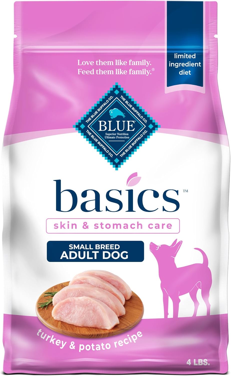 Blue Buffalo Basics Dry Dog Food for Small Breed Adult Dogs, Limited Ingredient Diet, Turkey Recipe, 11-lb. Bag