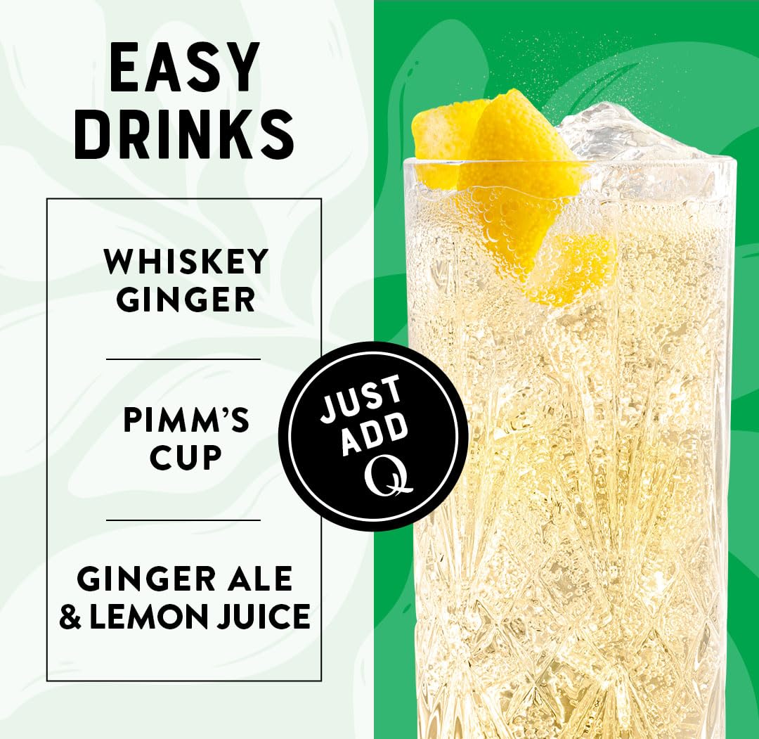 Q GINGER ALE with Real Ginger & Organic Agave - Ideal for Cocktails & Mocktails - Made with Real Ingredients, Perfectly Carbonated, & Less Sweet - 60 Calories per Can - 7.5 Fl oz Cans (Pack of 24)