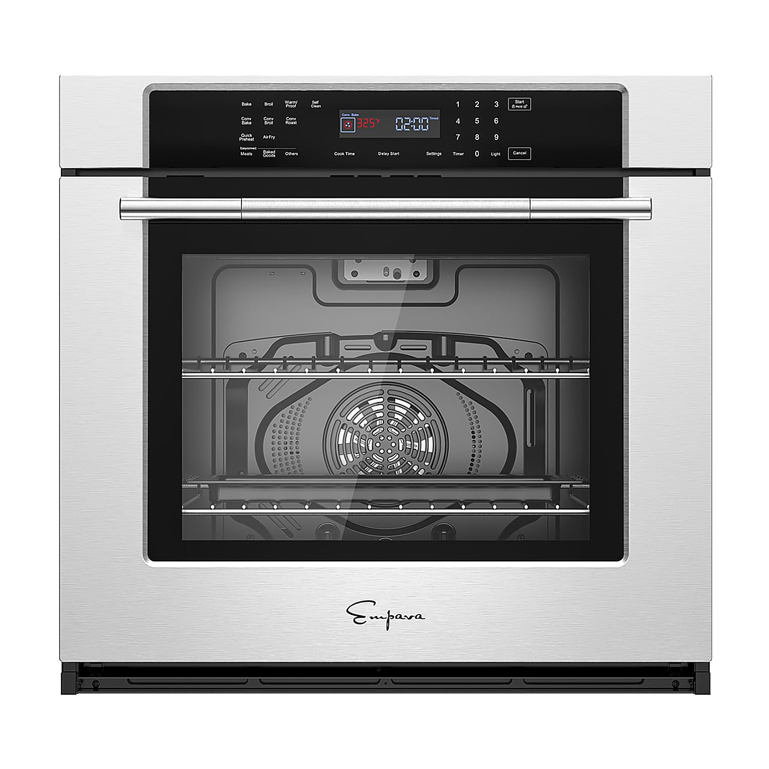 Empava 30" Electric Single Wall Oven Air Fryer Combo Convection Oven Built-in 10 Cooking Functions with LED Digital Display Convection Fan Touch Control in Stainless Steel EMPV-30WO04