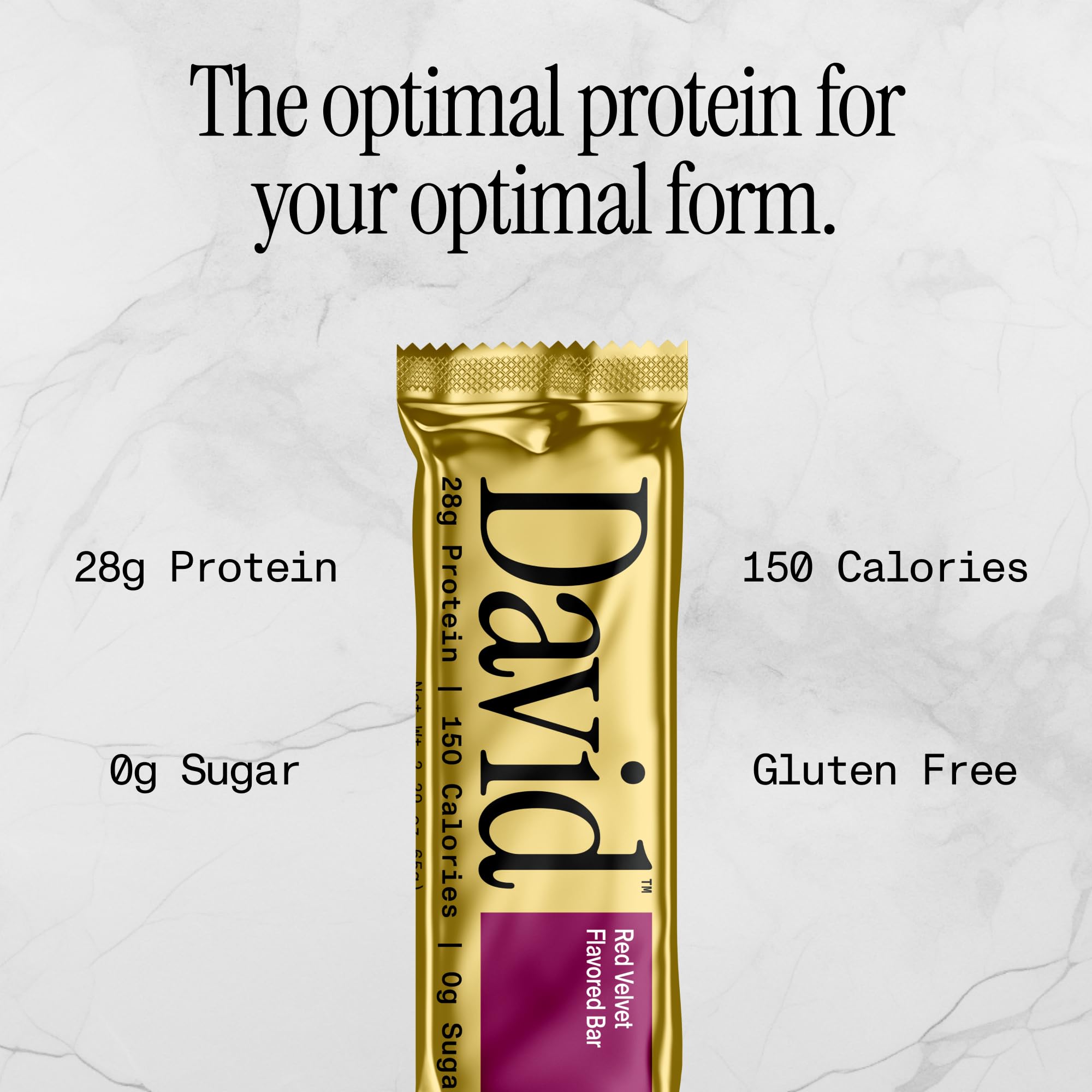 David High Protein Bars No Sugar - Sugar Free Protein Bars, Low Carb, Gluten Free - 28g of Protein, 150 Calories - David Bar On-The-Go Snack - Peanut Butter Chocolate Chunk Flavor, Pack of 12