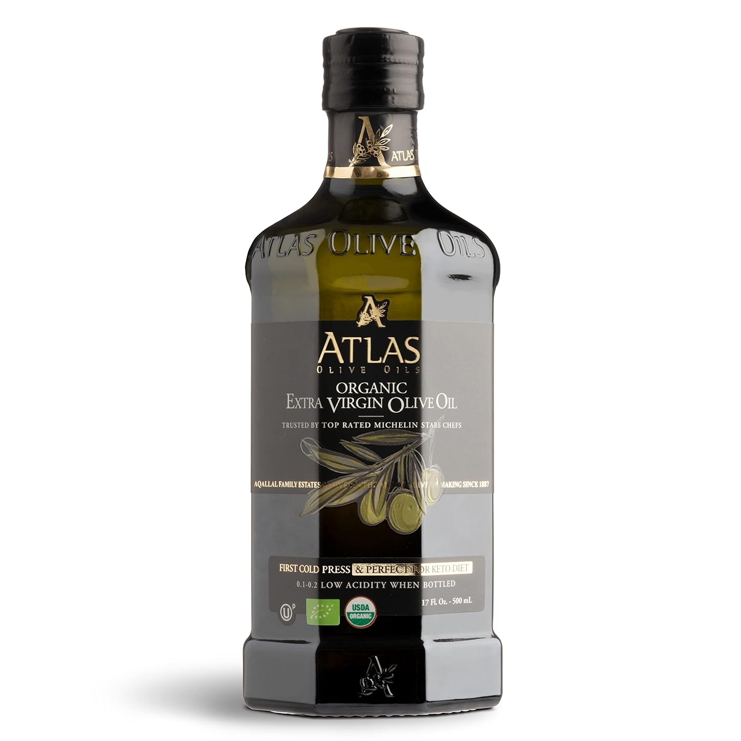 Atlas 1 LT Cold Press Extra Virgin Olive Oil with Polyphenol Rich from Morocco | Newly Harvested Unprocessed from One Single Family Farm | Moroccan Organic EVOO Trusted by Award-Winning Chefs