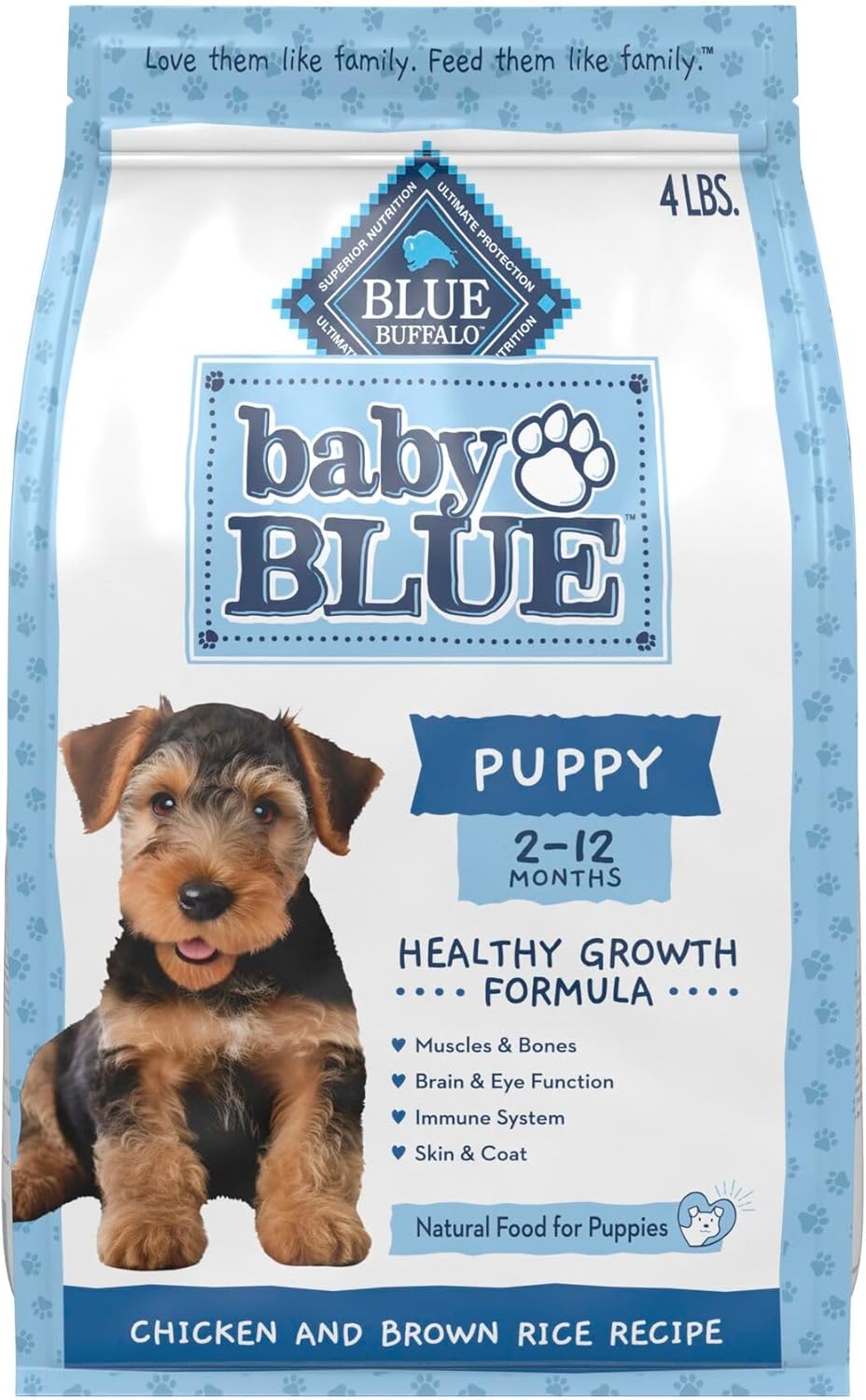 Blue Buffalo Baby Blue Natural Dry Food for Puppies, Healthy Growth Formula with DHA, Savory Chicken Recipe, 24-lb Bag