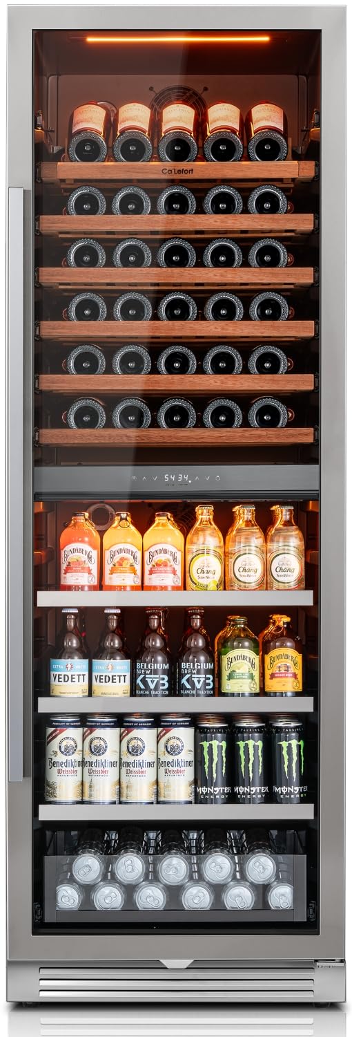 Ca'Lefort 15 Inch Wine Fridge, 33 Bottle Wine Cooler Refrigerator, 40-65°F Wine Refrigerator Glass Door, 3 LED Wine Fridge, Built-in or Freestanding Fridge for Home/Bar/Kitchen (3.0 cu.ft)