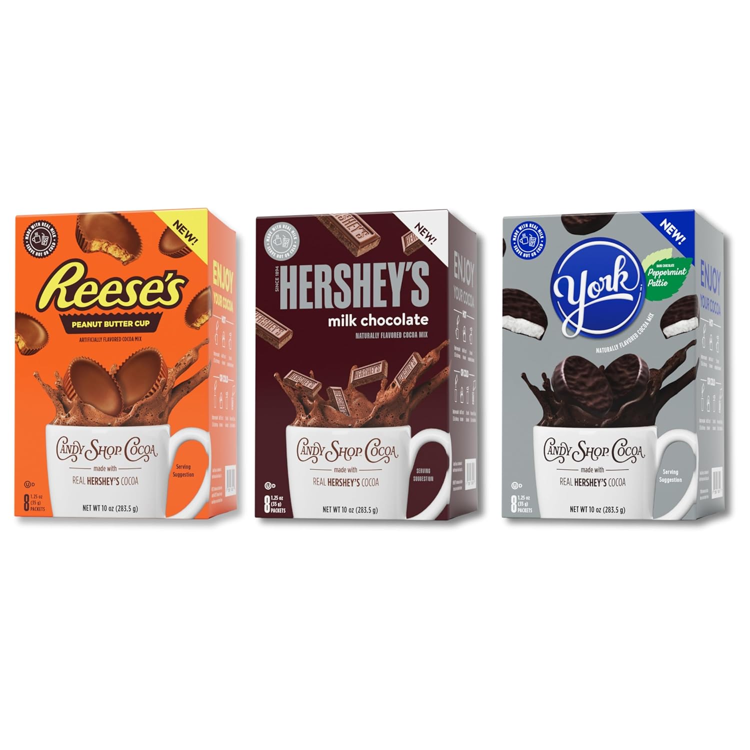 Candy Shop Cocoa HERSHEY'S Milk Chocolate Cocoa Mix, Hot Chocolate, Make Hot or Iced Cocoa, Made With Real Milk, Gluten Free, 1.25 oz packet (24 count)