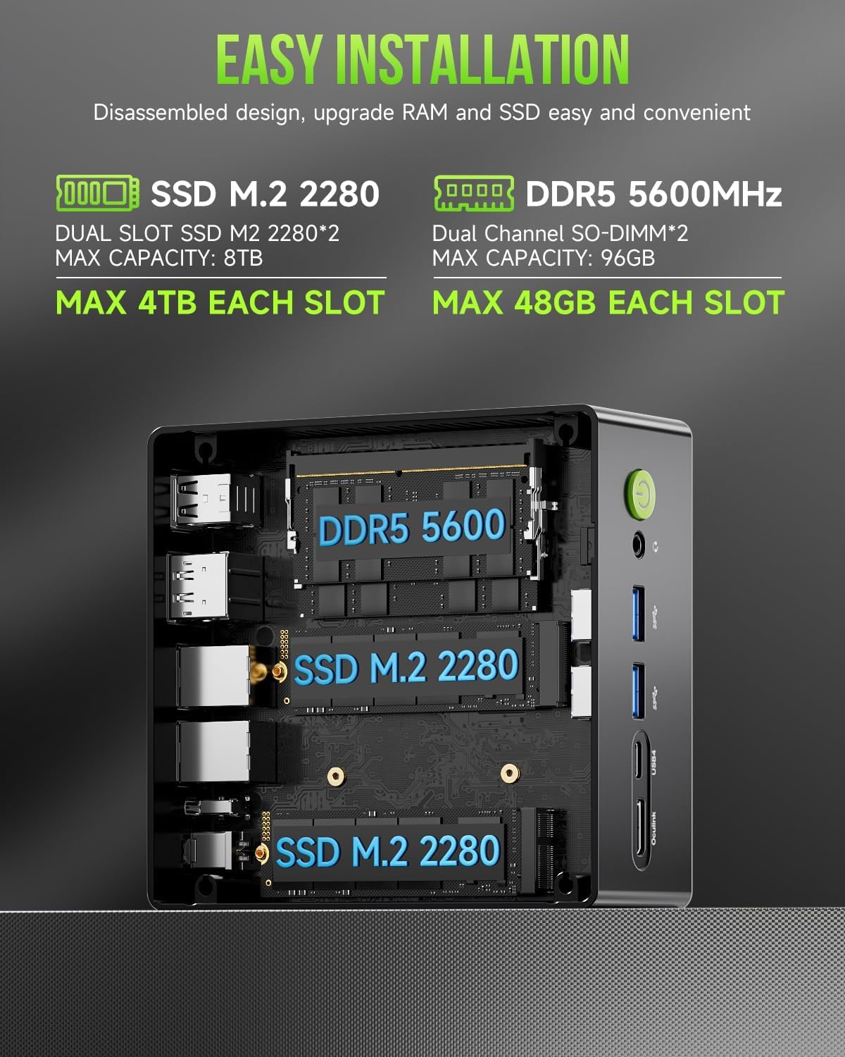 GMKtec Gaming Mini PC Ryzen 7640HS (Beats 6800H/6800U) 16GB DDR5 512GB NVMe SSD Dual NIC LAN 2.5GbE /WiFi 6E BT5.2 /USB4 Desktop Computers Office Home M6 Ultra