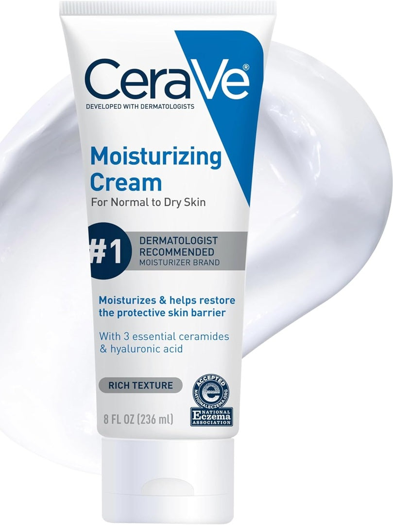 CeraVe Moisturizing Cream, Body and Face Moisturizer for Dry Skin, Body Cream with Hyaluronic Acid and Ceramides, 19 Ounce