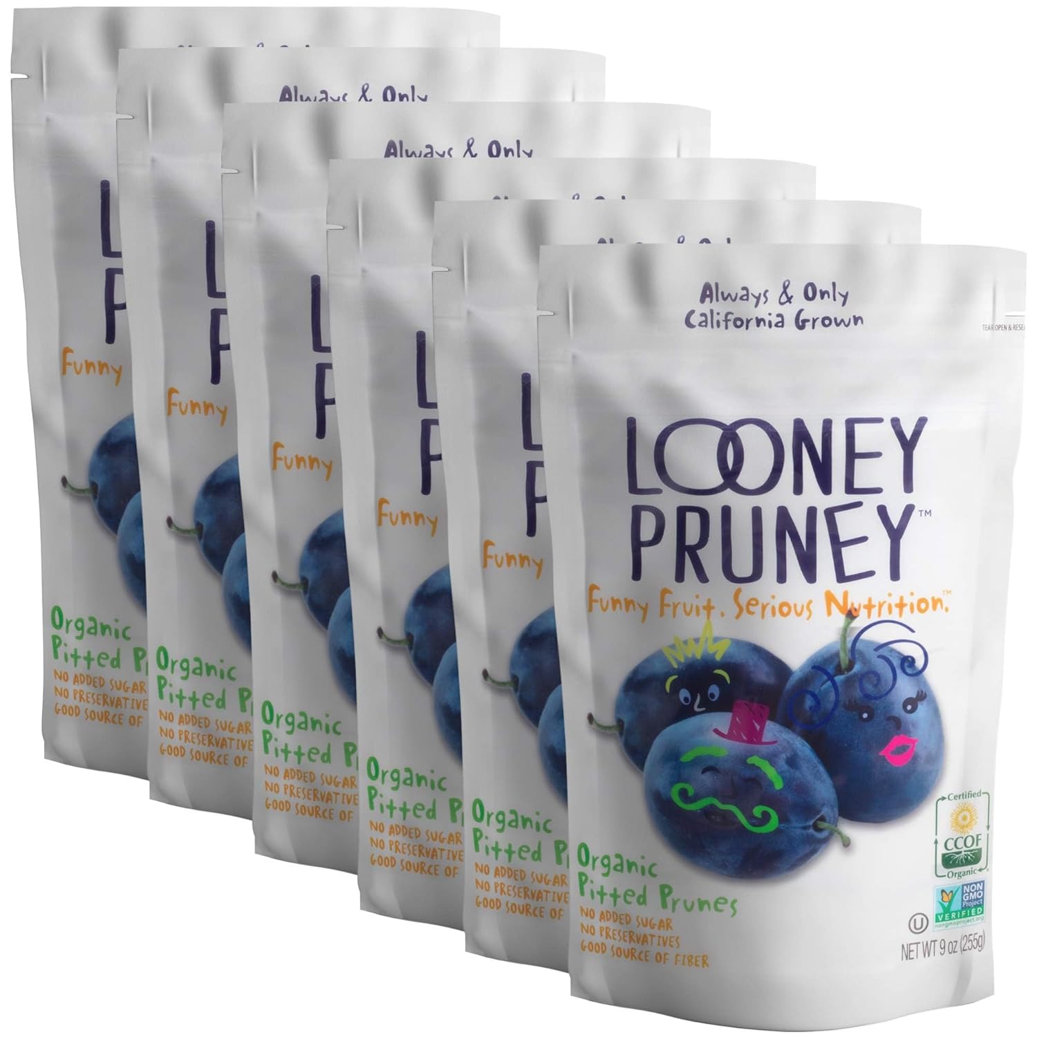 Looney Pruney Organic Pitted Dried Prunes for the Entire Family | Always California-Grown | Kosher | No Added Sugar & No Preservatives (32 oz)