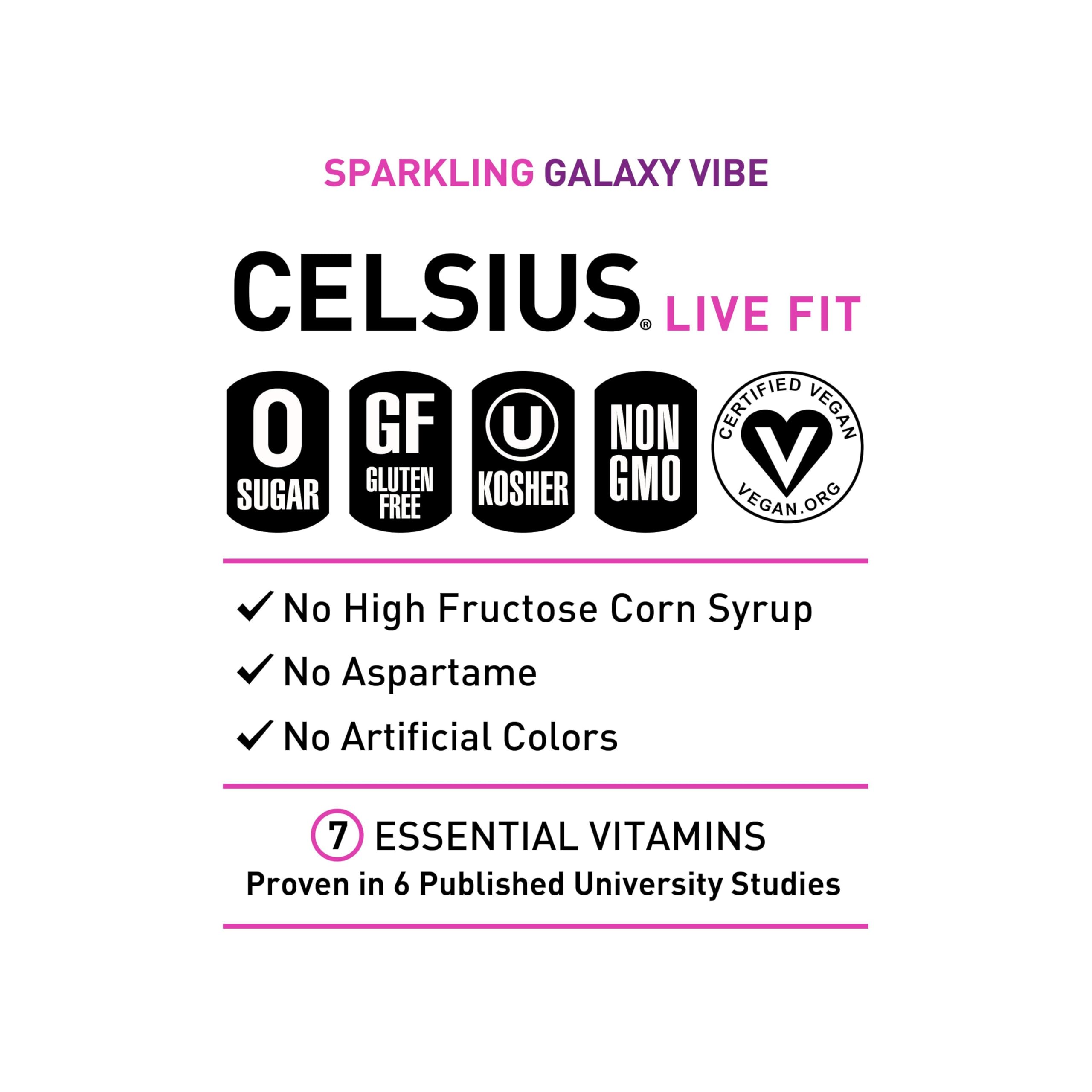 CELSIUS ASTRO VIBE Sparkling Blue Razz, Sugar Free Energy Drink, 12 Fl Oz (Pack of 12)
