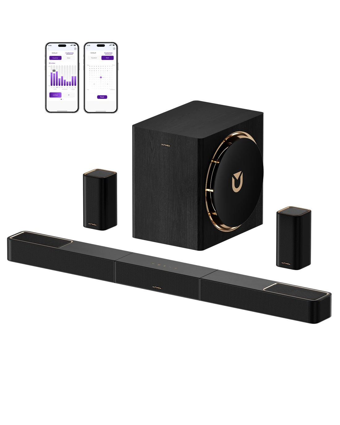 ULTIMEA Skywave X60 7.1.4ch Professional Wireless Surround Sound System for TV w/Dolby Atmos, 840W Sound Bar with 8" Wireless Subwoofer, 28Hz Low Frequency, GaN Amplifier, 4K HDR Pass-Through