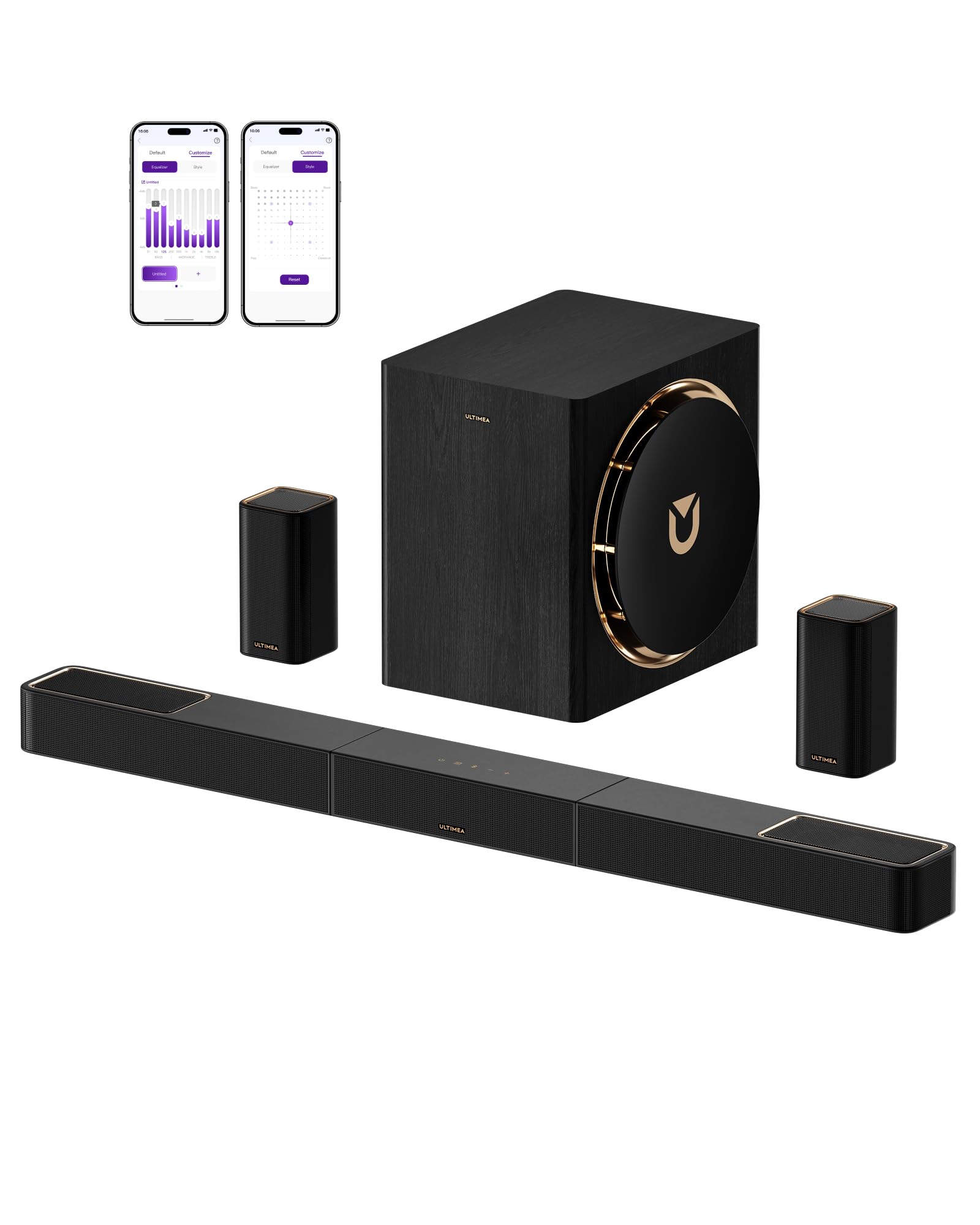 ULTIMEA Skywave X60 7.1.4ch Professional Wireless Surround Sound System for TV w/Dolby Atmos, 840W Sound Bar with 8" Wireless Subwoofer, 28Hz Low Frequency, GaN Amplifier, 4K HDR Pass-Through