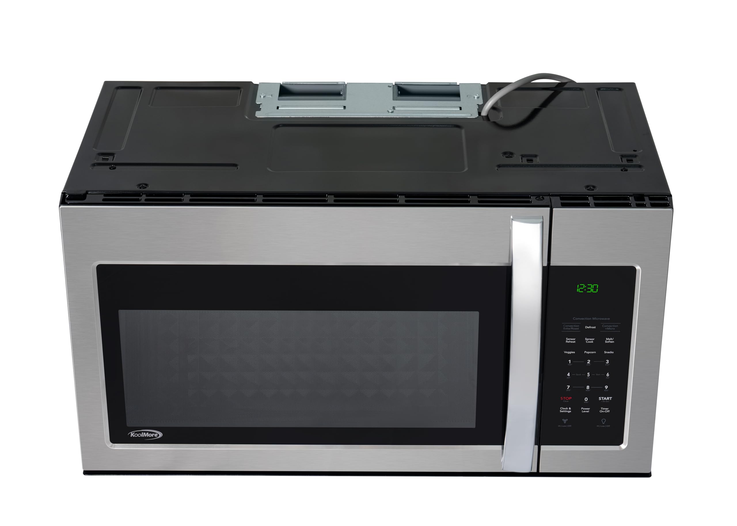 KoolMore Reserve Built-in Microwave Convection Oven with Air Fry, 3-in-1 Combo, Sensor Cook, Soft-Close Door, Stainless Steel, 24 in. / 1.6 cu. ft. with NEMA 5-20P Plug in Black