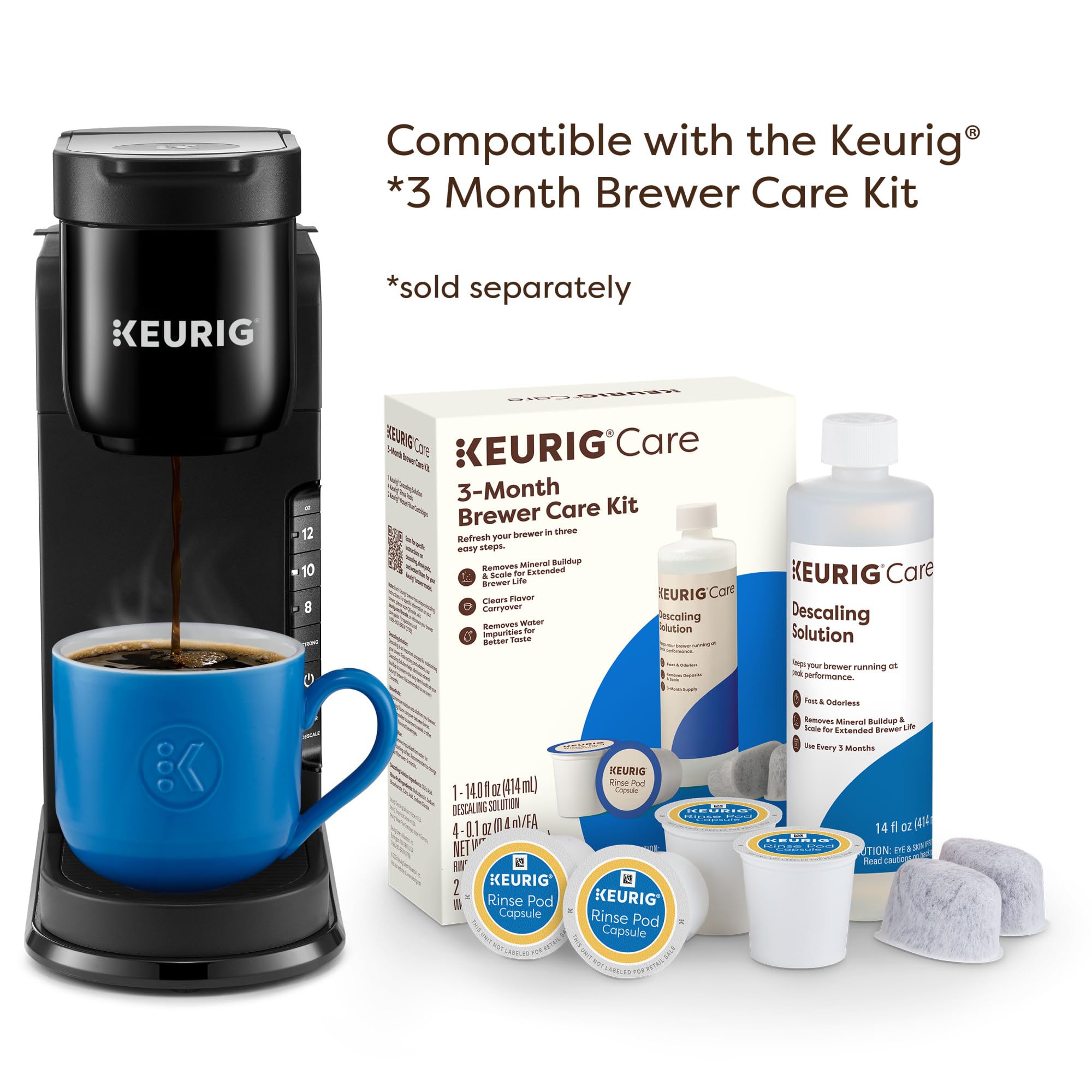 Keurig K-Express Single Serve K-Cup Pod Coffee Maker, 3 Brew Sizes, Strong Button Feature, 42oz Removable Reservoir, Warm Stone
