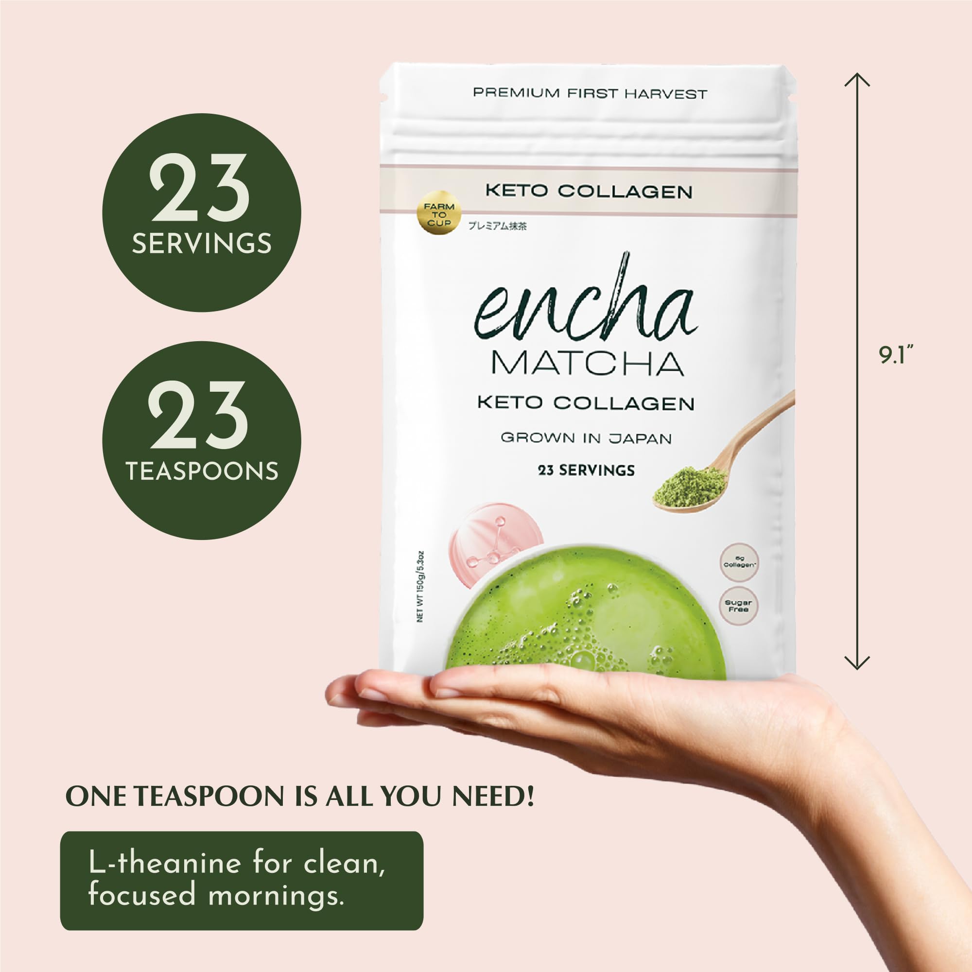 Encha Ceremonial Grade Matcha Powder - Organic First Harvest Japanese Matcha Green Tea, Matcha Tea From Uji, Japan (60g/2.12oz)