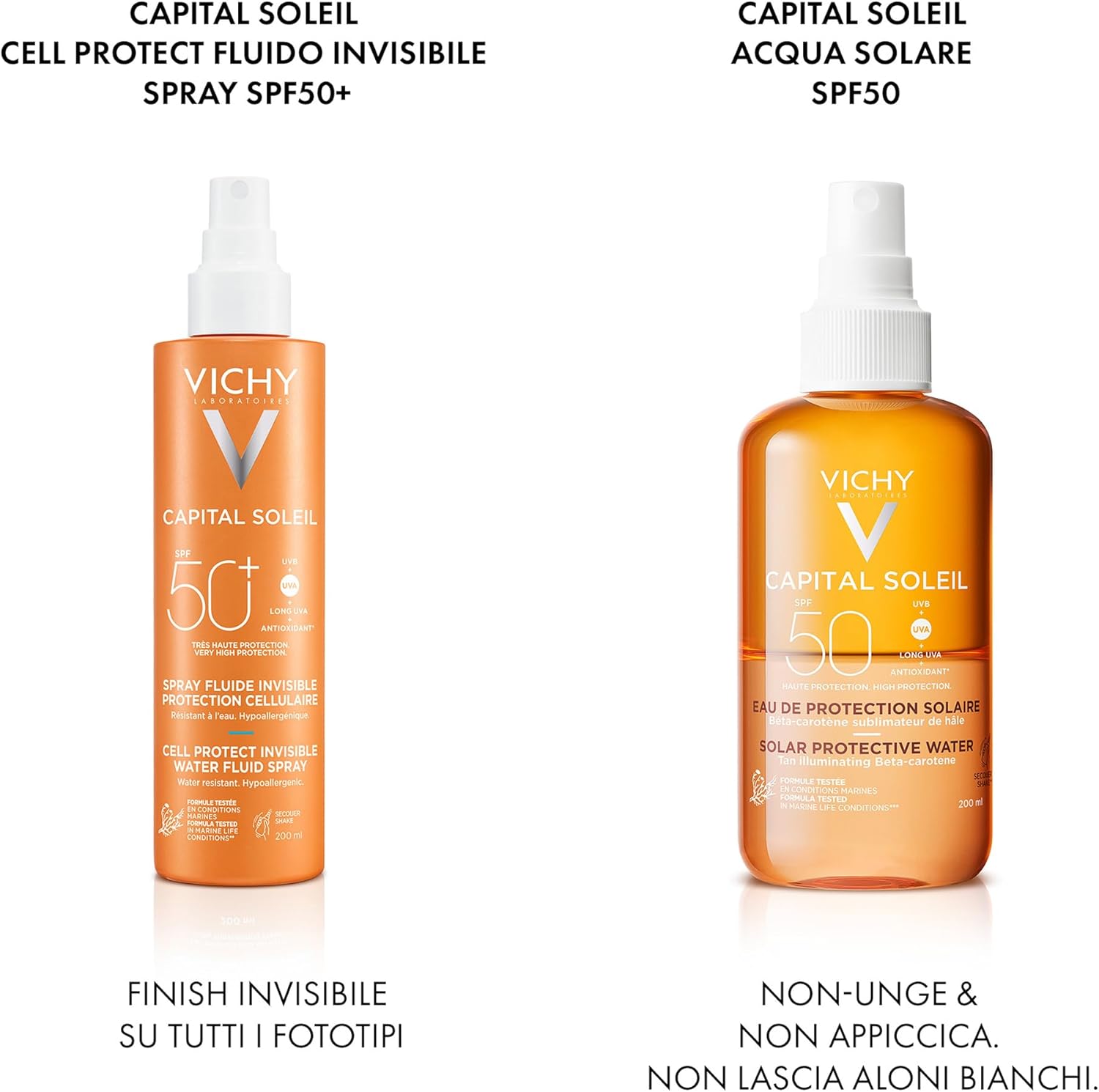 Vichy Capital Soleil Invisible Fluid Sunscreen Spray SPF50+ for Face and Body 200ml