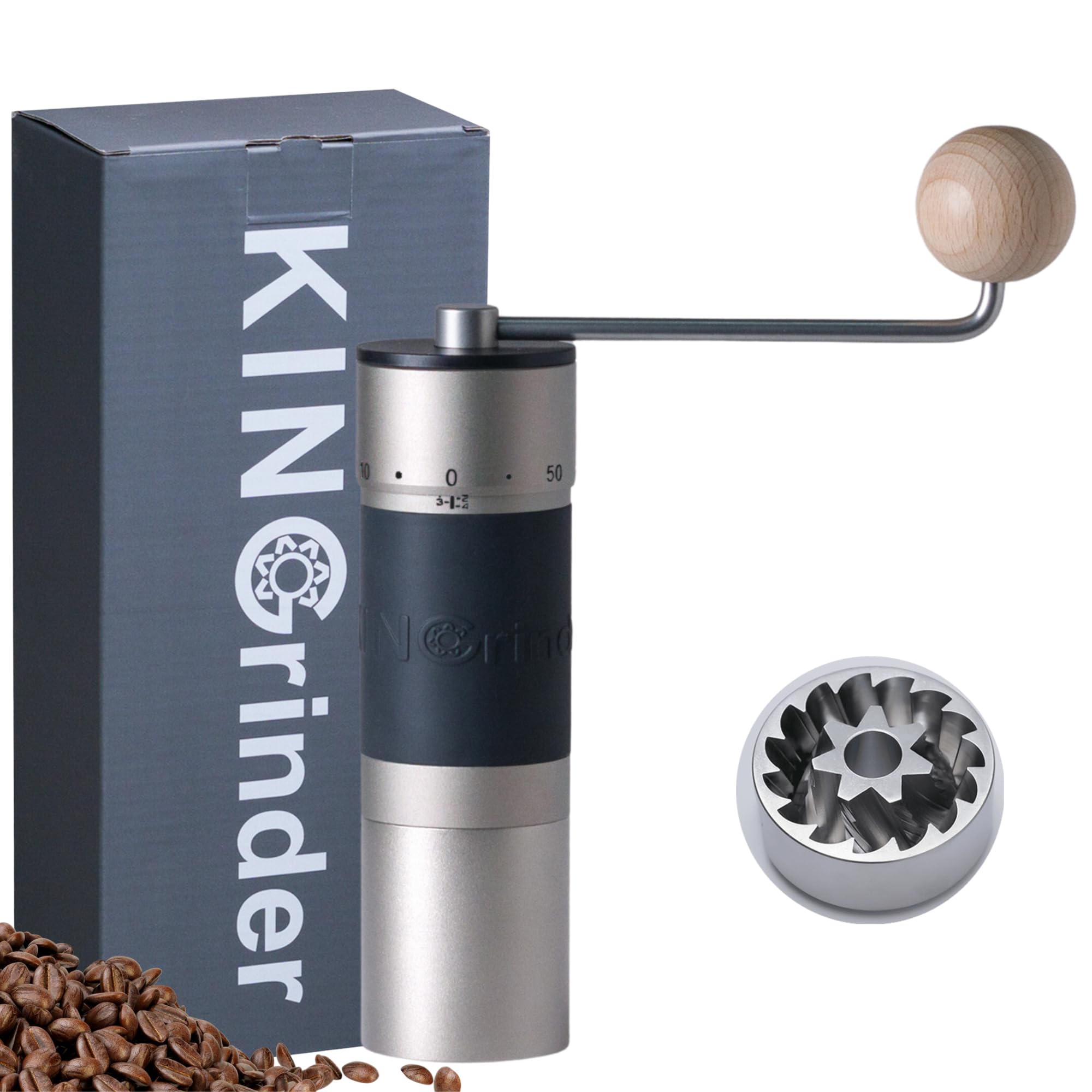 【Iron Gray】KINGrinder K6 Manual Hand Coffee Grinder with Straight Handle for French Press, Drip, Espresso with Assembly Consistency Stainless Steel Conical Burr Mill, 25-35g Capacity