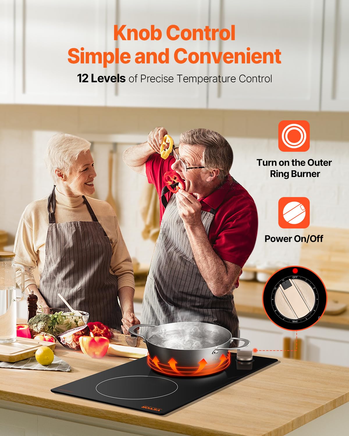 VEVOR Built-in Induction Electric Stove Top 30 Inch,5 Burners Electric Cooktop,9 Power Levels & Sensor Touch Control,Easy to Clean Ceramic Glass Surface,Child Safety Lock,240V