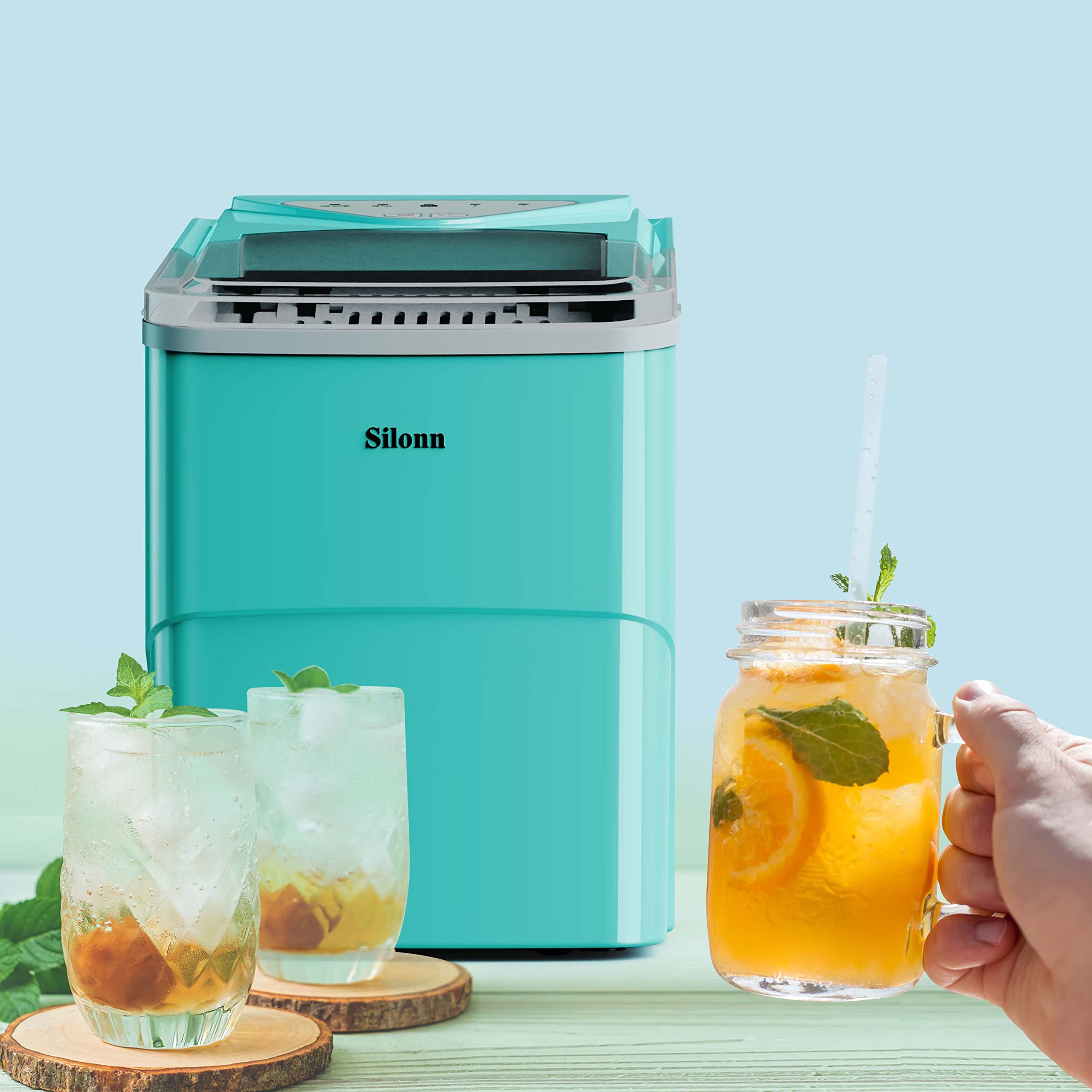 Nugget Ice Maker Countertop, Silonn Chewable Pellet Ice Machine with Self-Cleanin Function, 36lbs/24H Portable Ice Makers for Home Kitchen Officce, Black